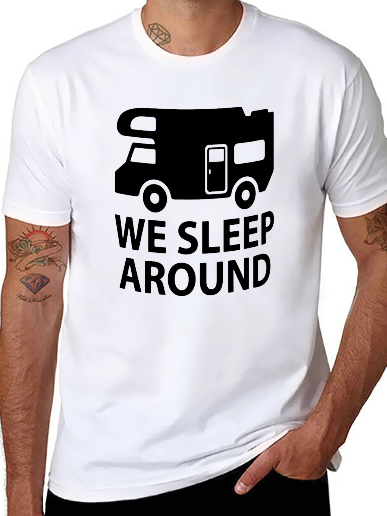 We Sleep Around T-Shirt - Funny Camping RV Tee