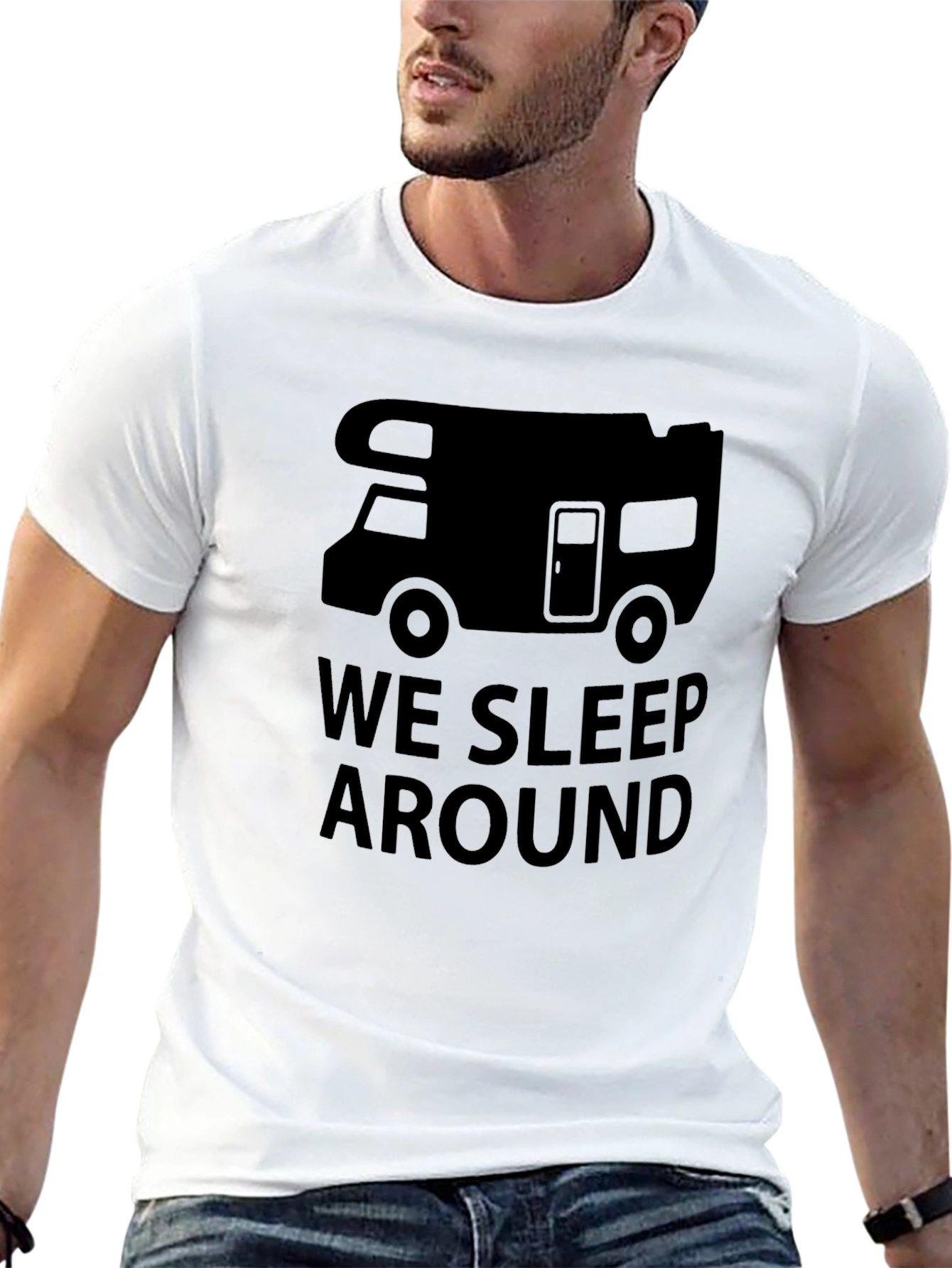 We Sleep Around T-Shirt - Funny Camping RV Tee