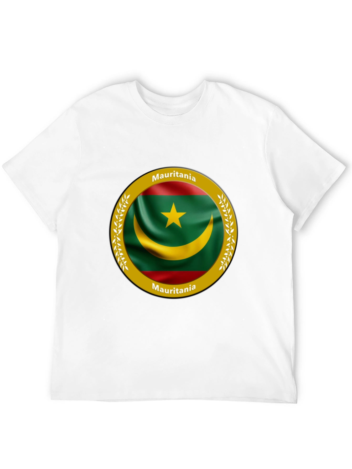 Mauritania Flag Graphic Print Black T-Shirt