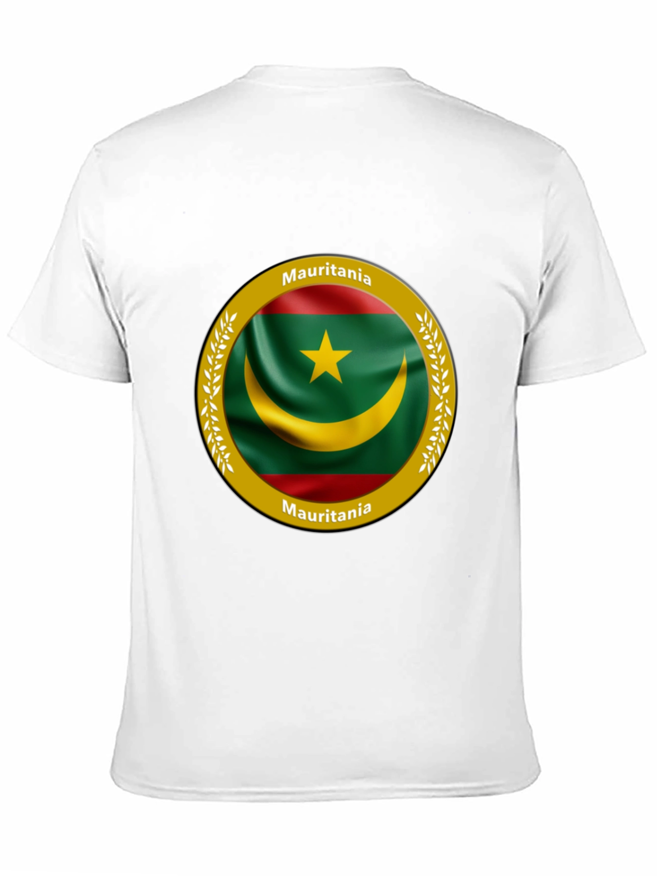 Mauritania Flag Graphic Print Black T-Shirt
