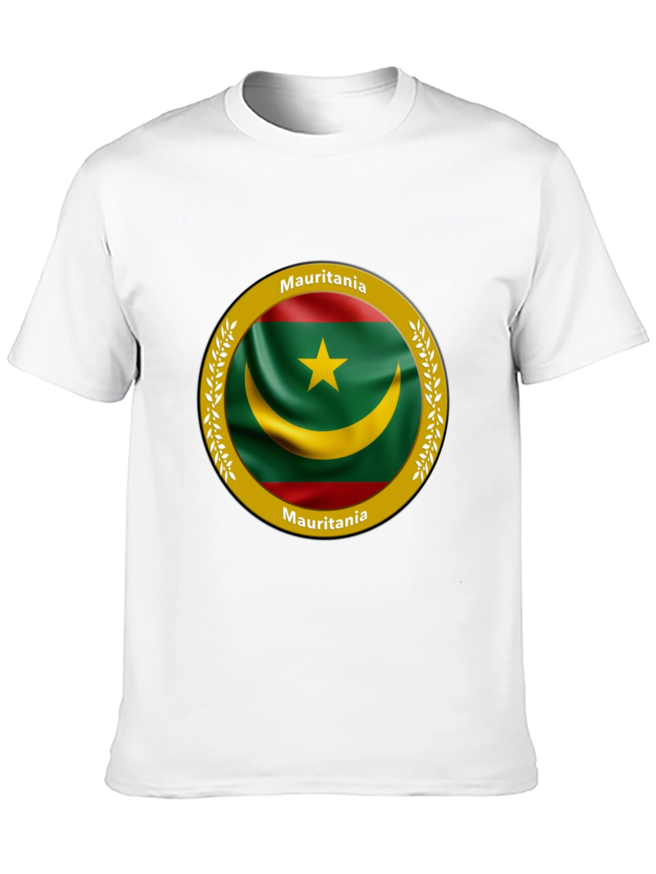 Mauritania Flag Graphic Print Black T-Shirt