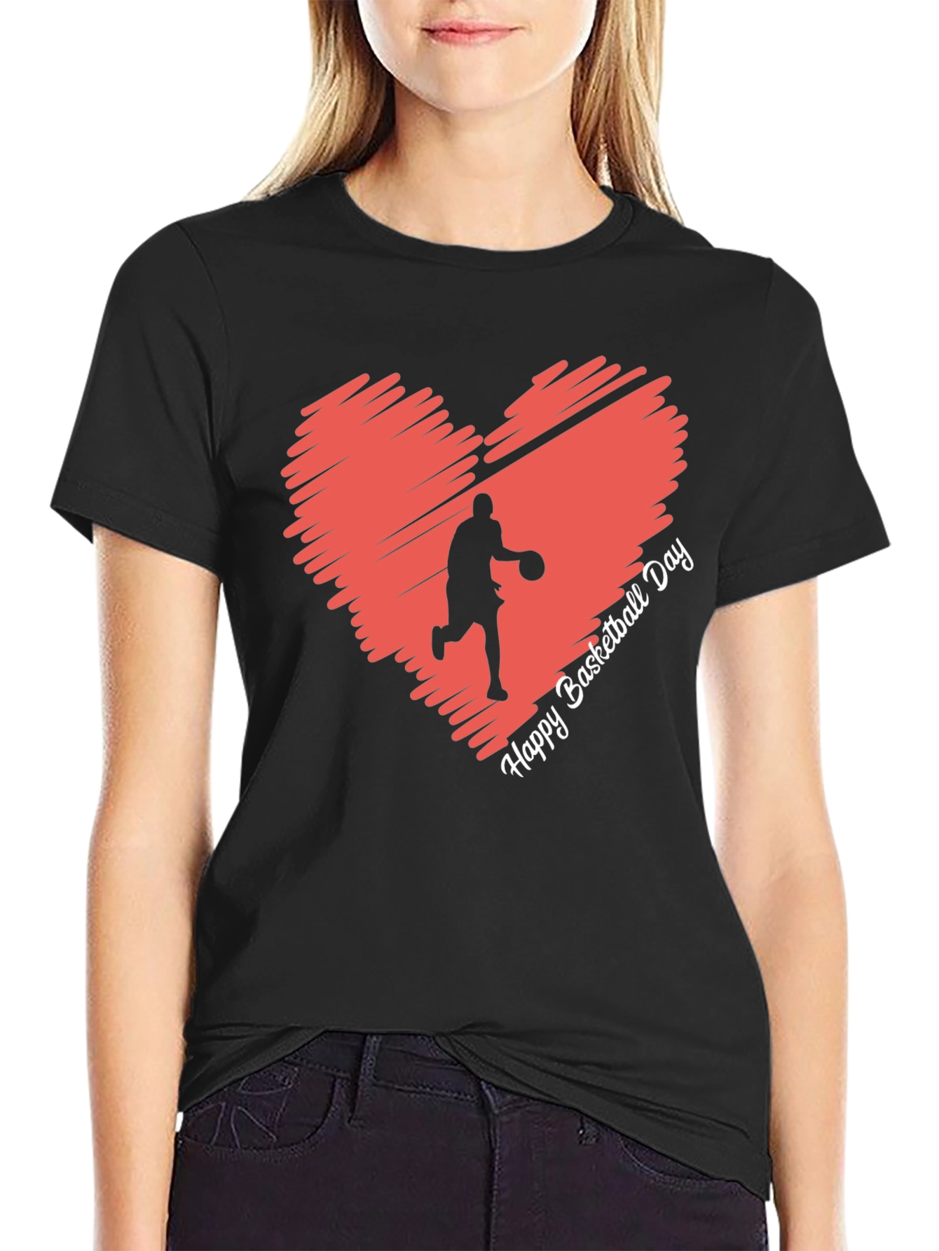 Basketball Day Heart Graphic T-Shirt