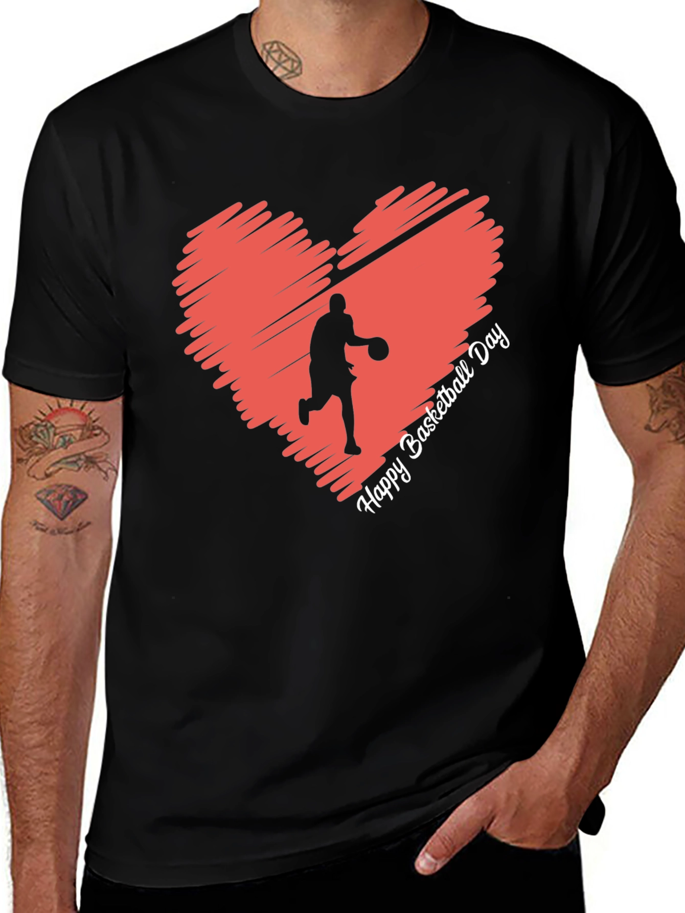 Basketball Day Heart Graphic T-Shirt