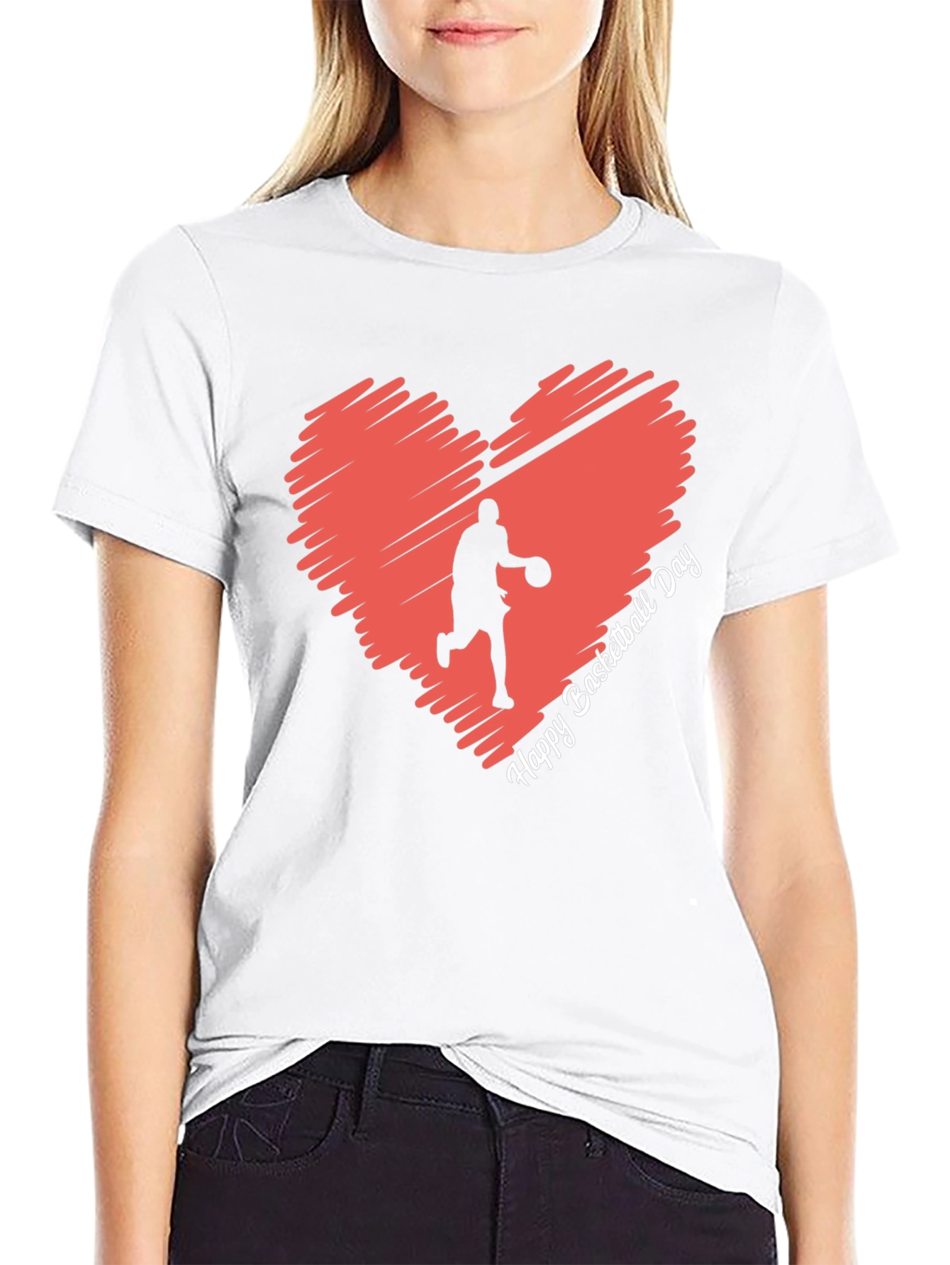Basketball Day Heart Graphic T-Shirt