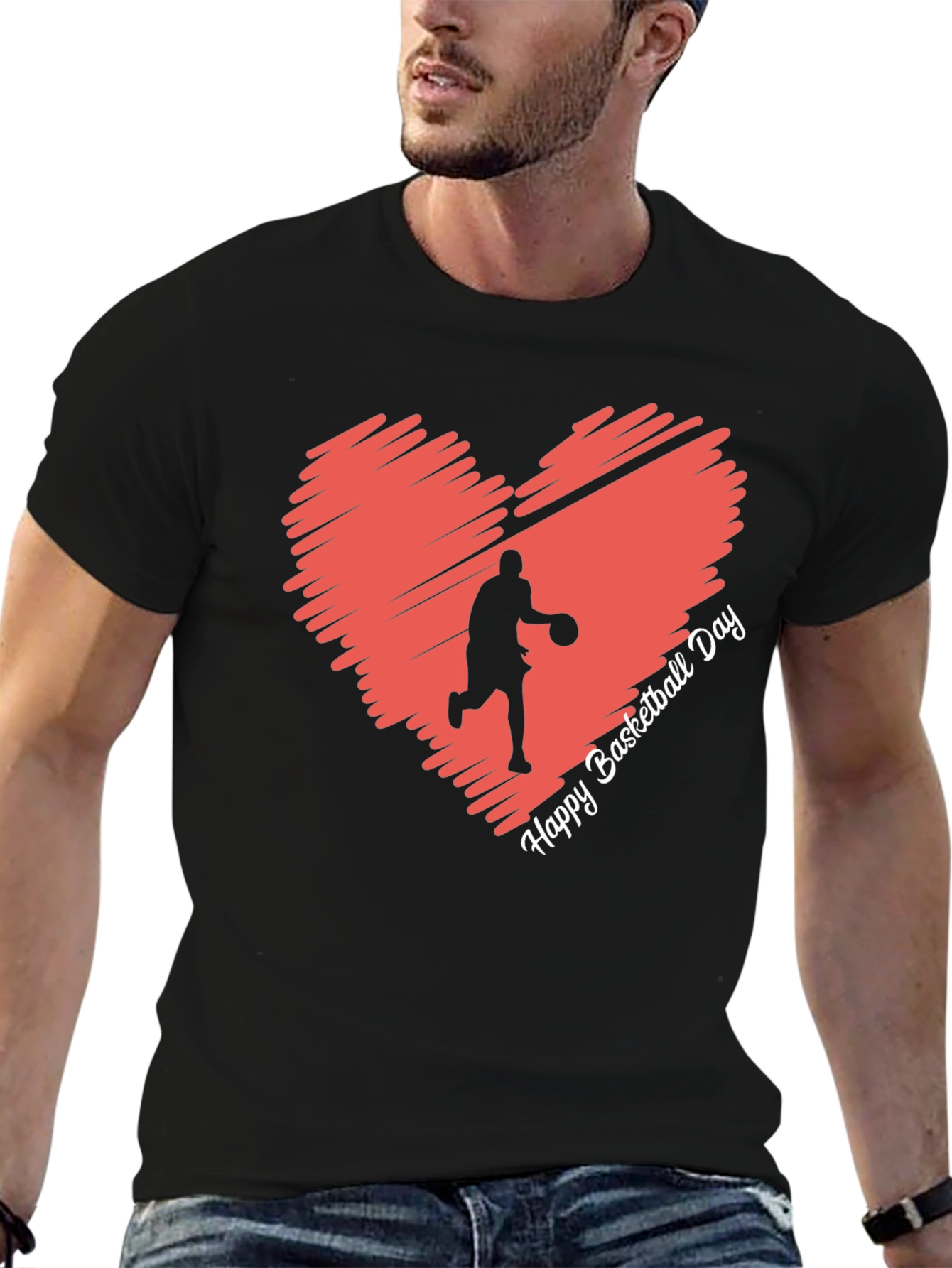 Basketball Day Heart Graphic T-Shirt