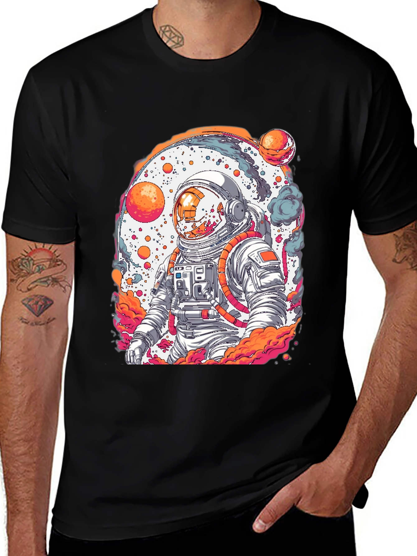 Astronaut Graphic Tee - Black Cotton Blend