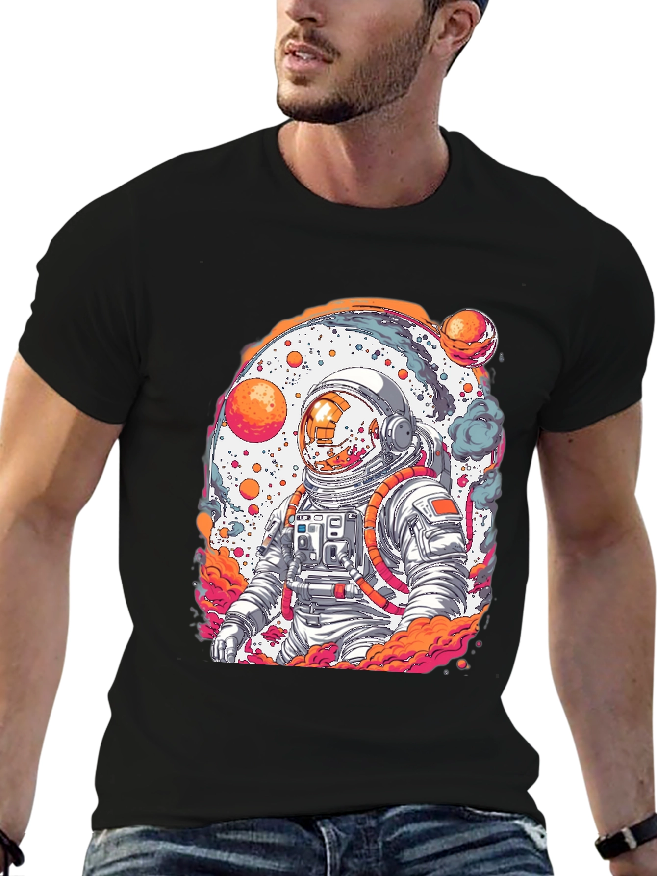 Astronaut Graphic Tee - Black Cotton Blend
