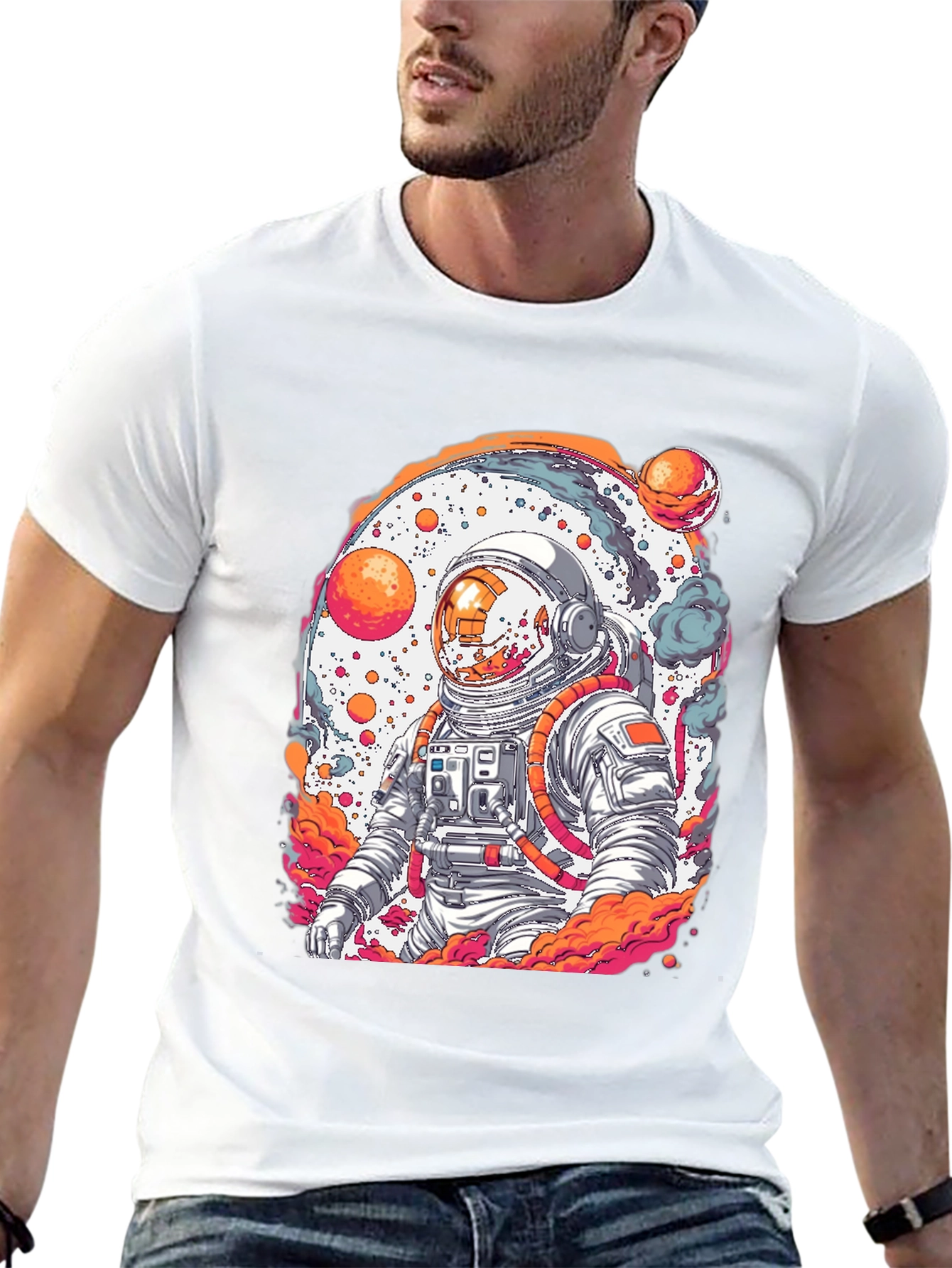 Astronaut Graphic Tee - Black Cotton Blend