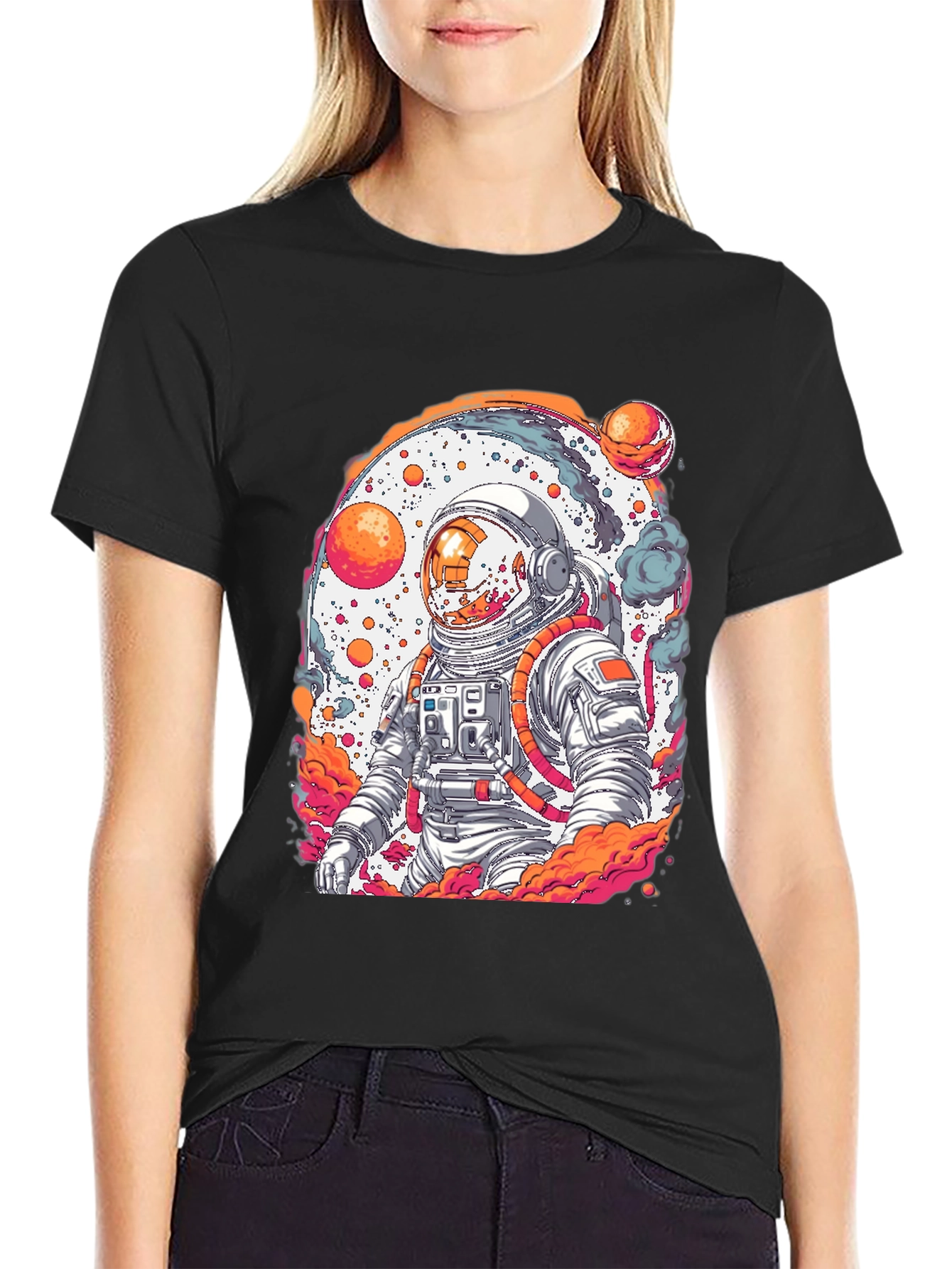 Astronaut Graphic Tee - Black Cotton Blend
