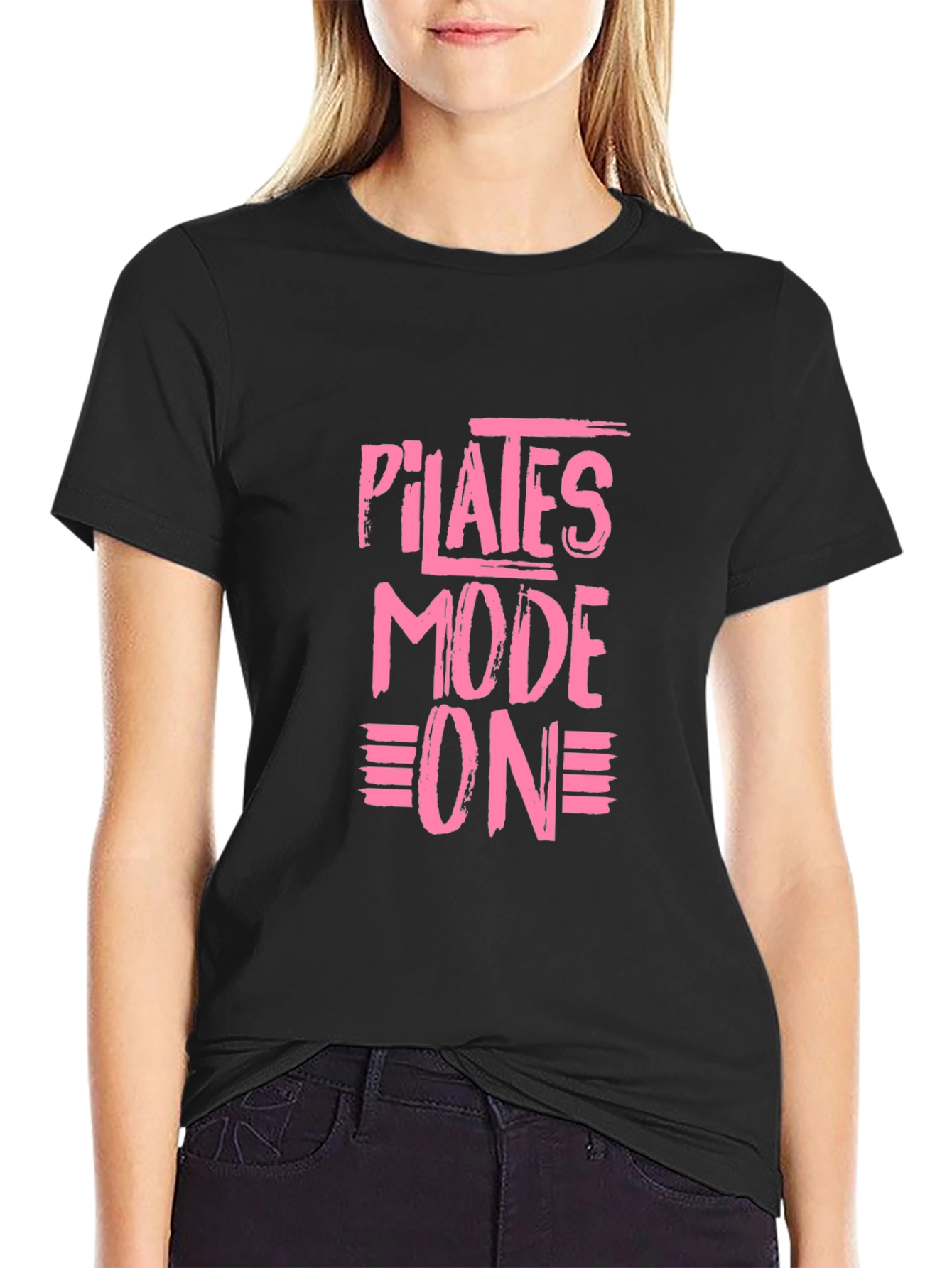 Pilates Mode On Black T-Shirt