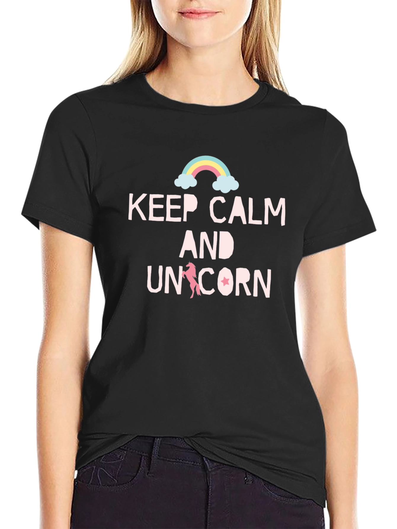Keep Calm & Unicorn Black T-Shirt