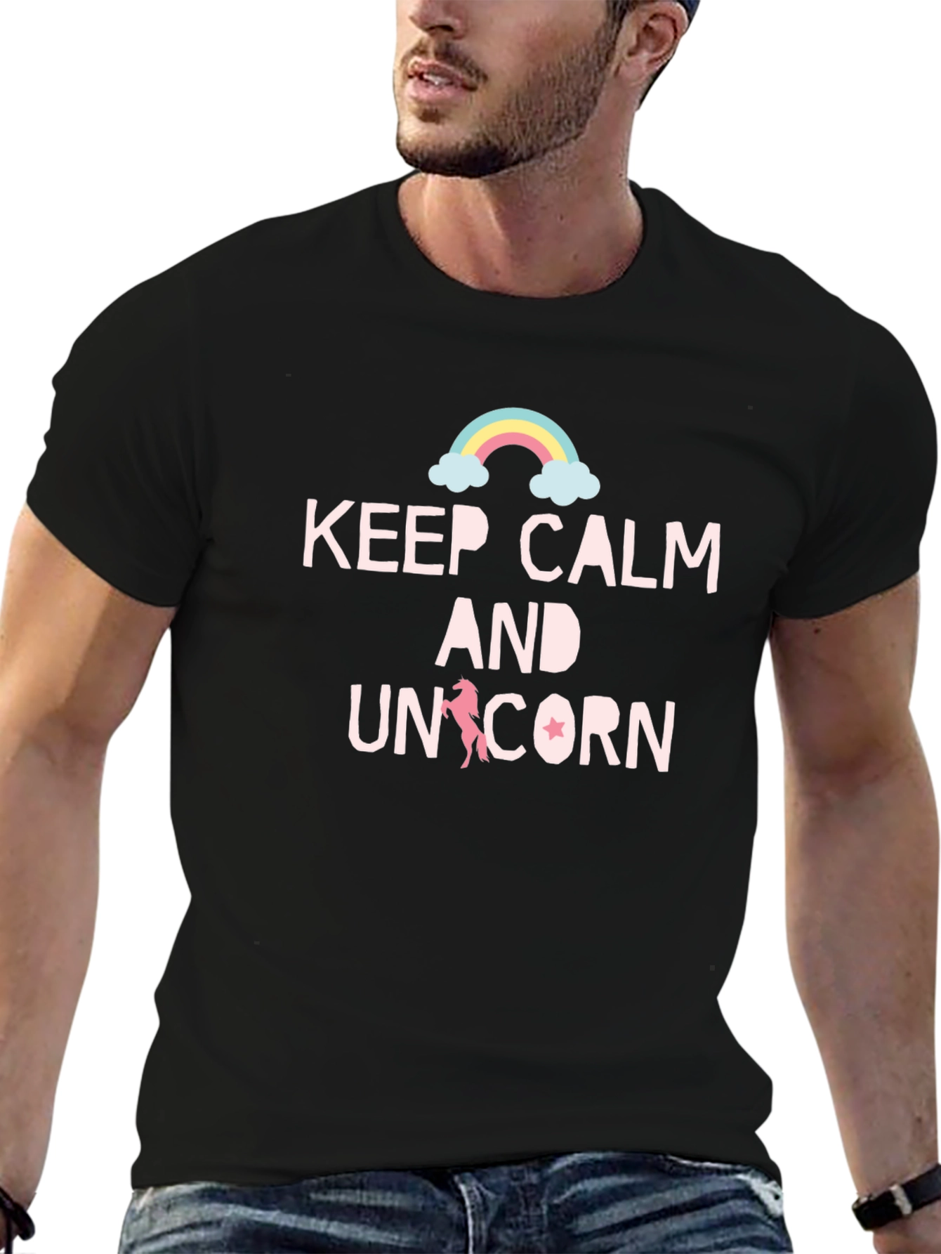 Keep Calm & Unicorn Black T-Shirt