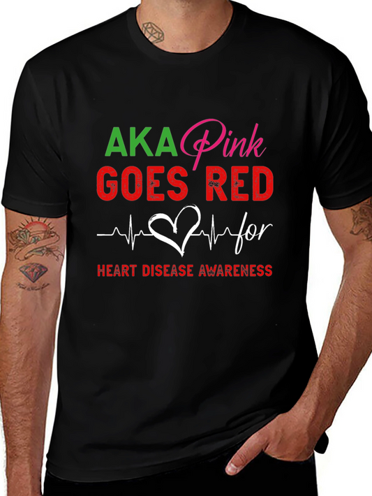 AKA Pink Goes Red Heart Disease Awareness T-Shirt