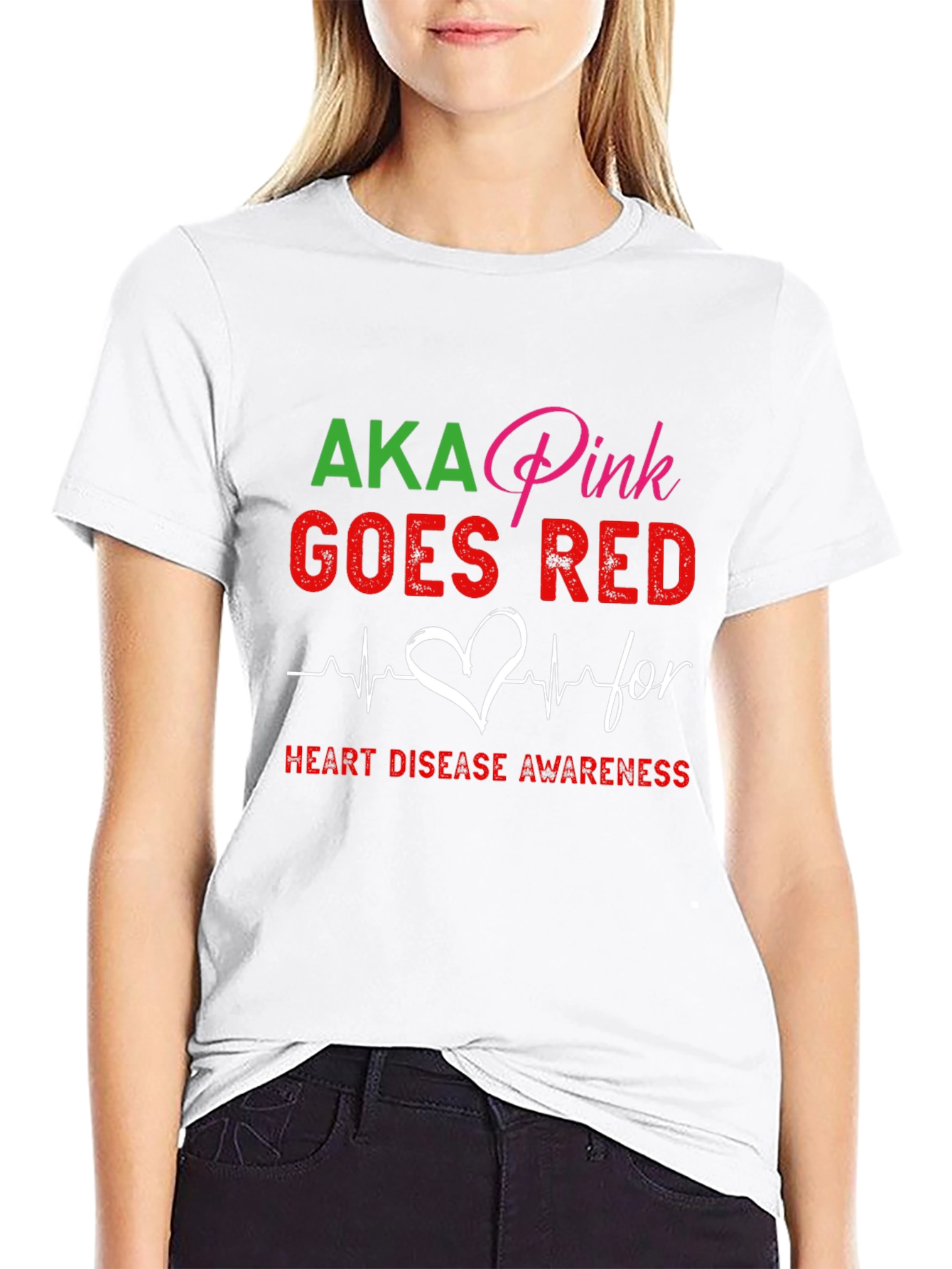 AKA Pink Goes Red Heart Disease Awareness T-Shirt