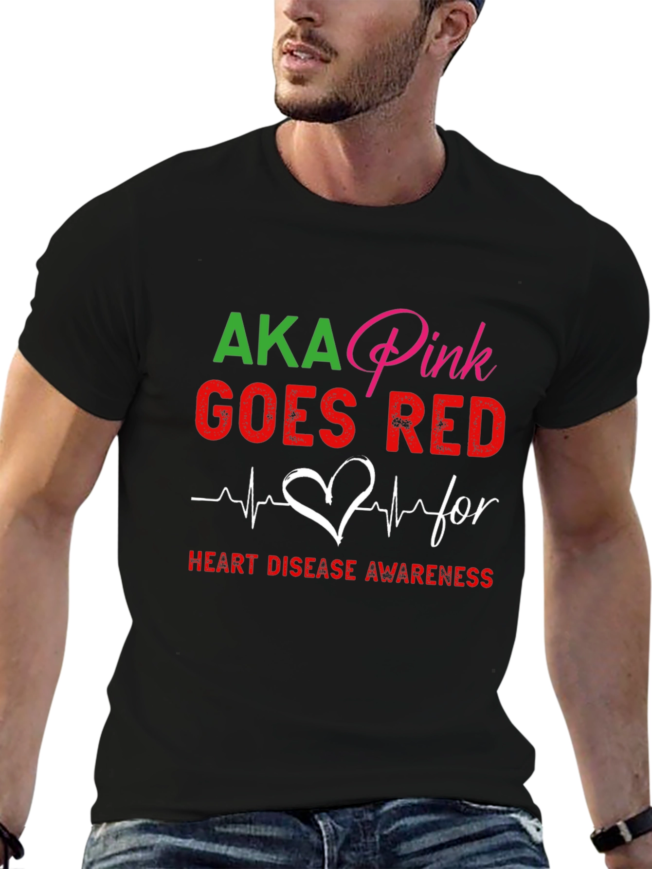 AKA Pink Goes Red Heart Disease Awareness T-Shirt