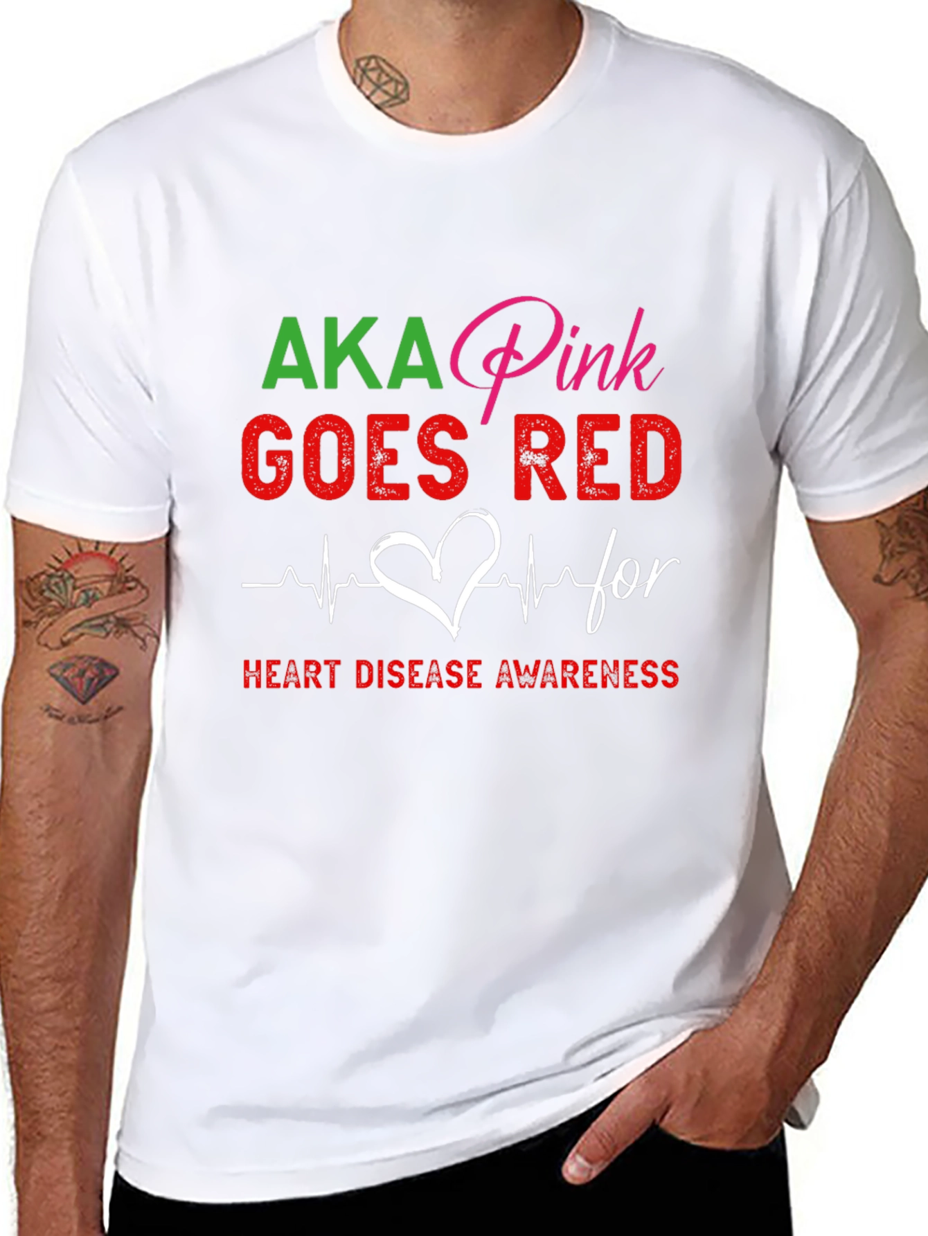 AKA Pink Goes Red Heart Disease Awareness T-Shirt