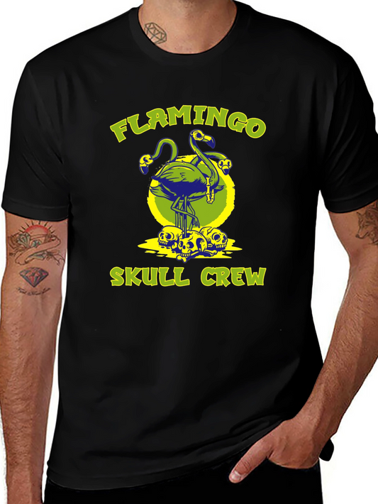Flamingo Skull Crew Graphic T-Shirt