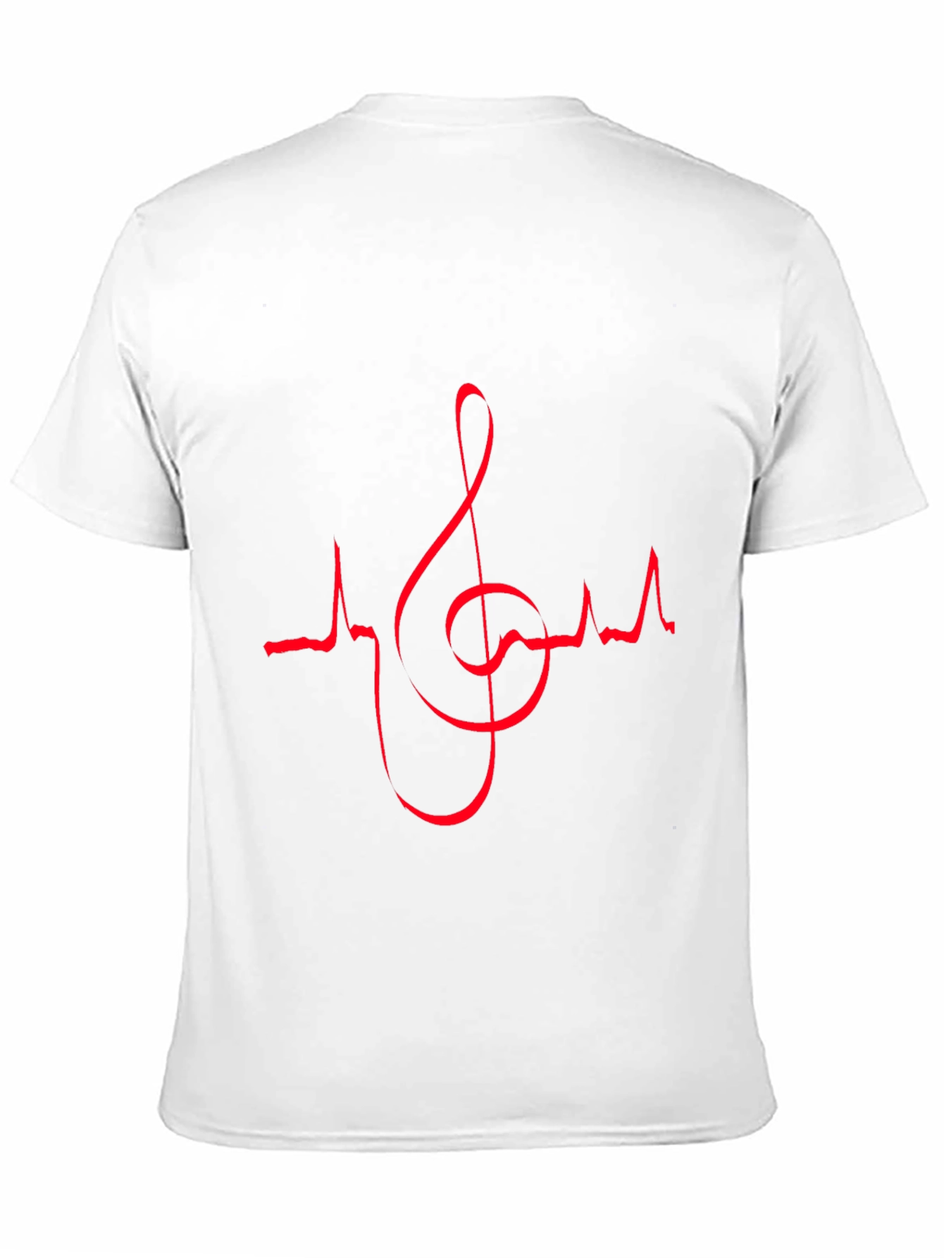 Music Lovers Black T-Shirt with Red Heartbeat Treble Clef