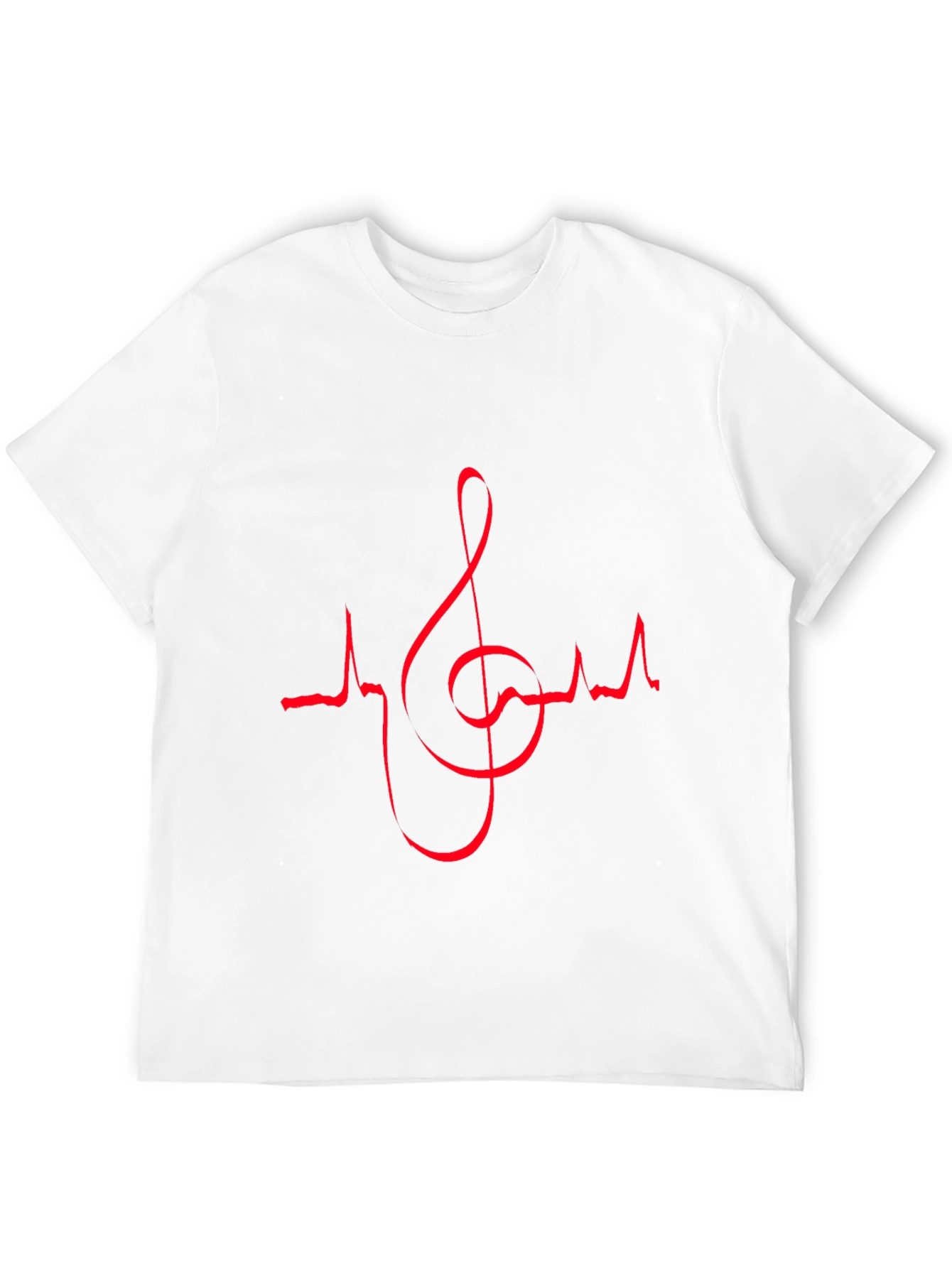Music Lovers Black T-Shirt with Red Heartbeat Treble Clef