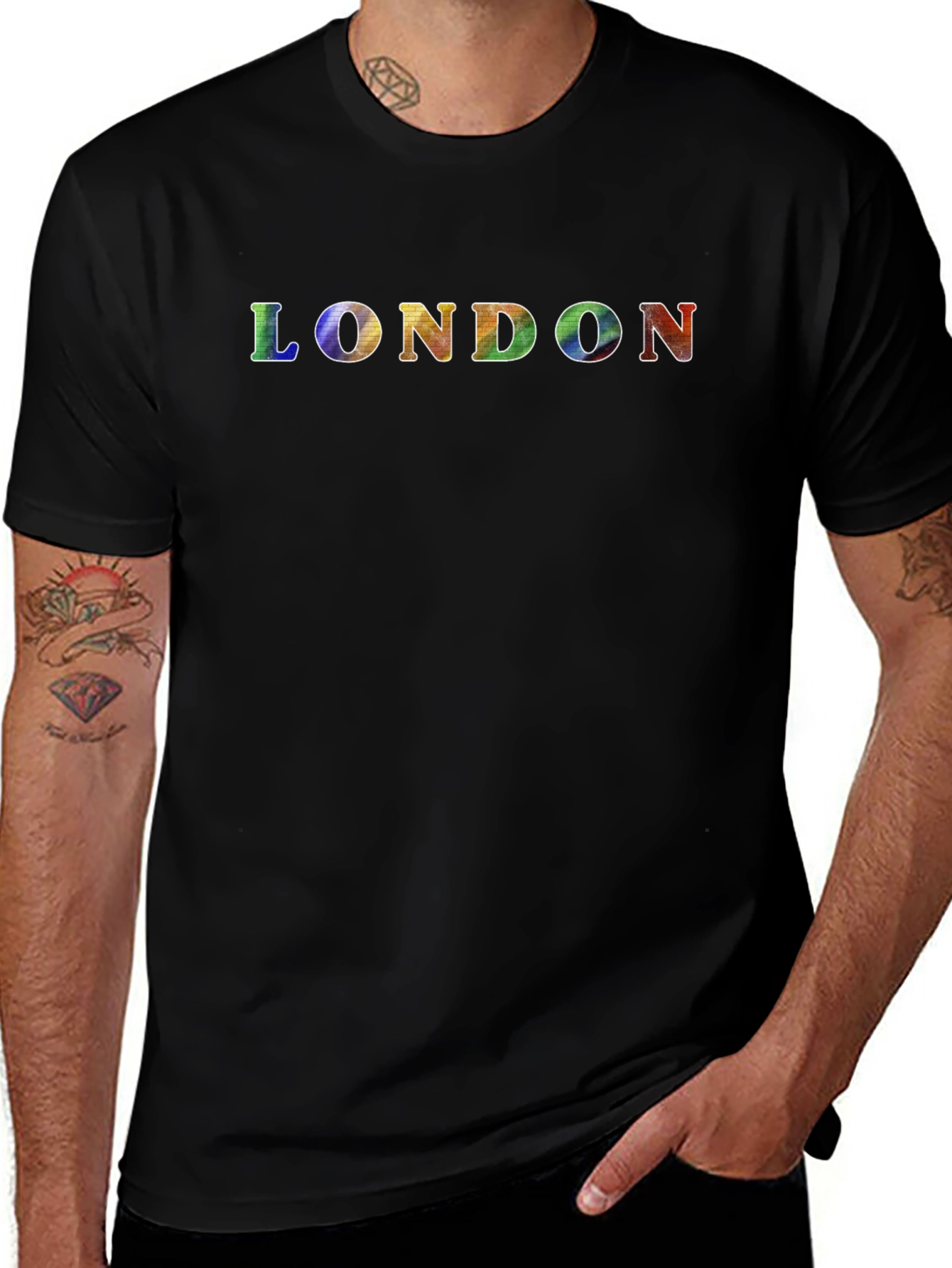 Rainbow LONDON Graphic Tee - Mens Black T-Shirt