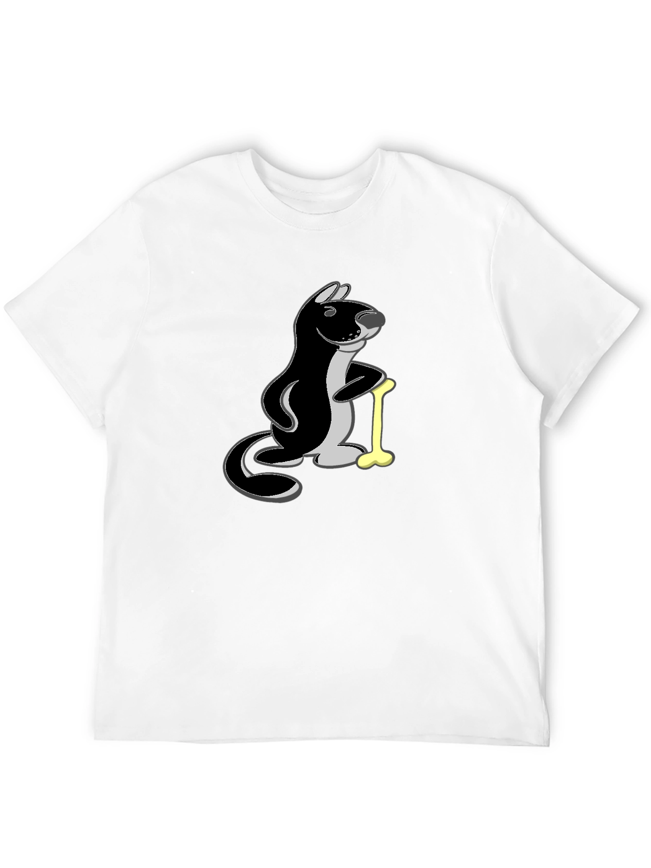 Funny Otter Bone Cartoon Black T-Shirt