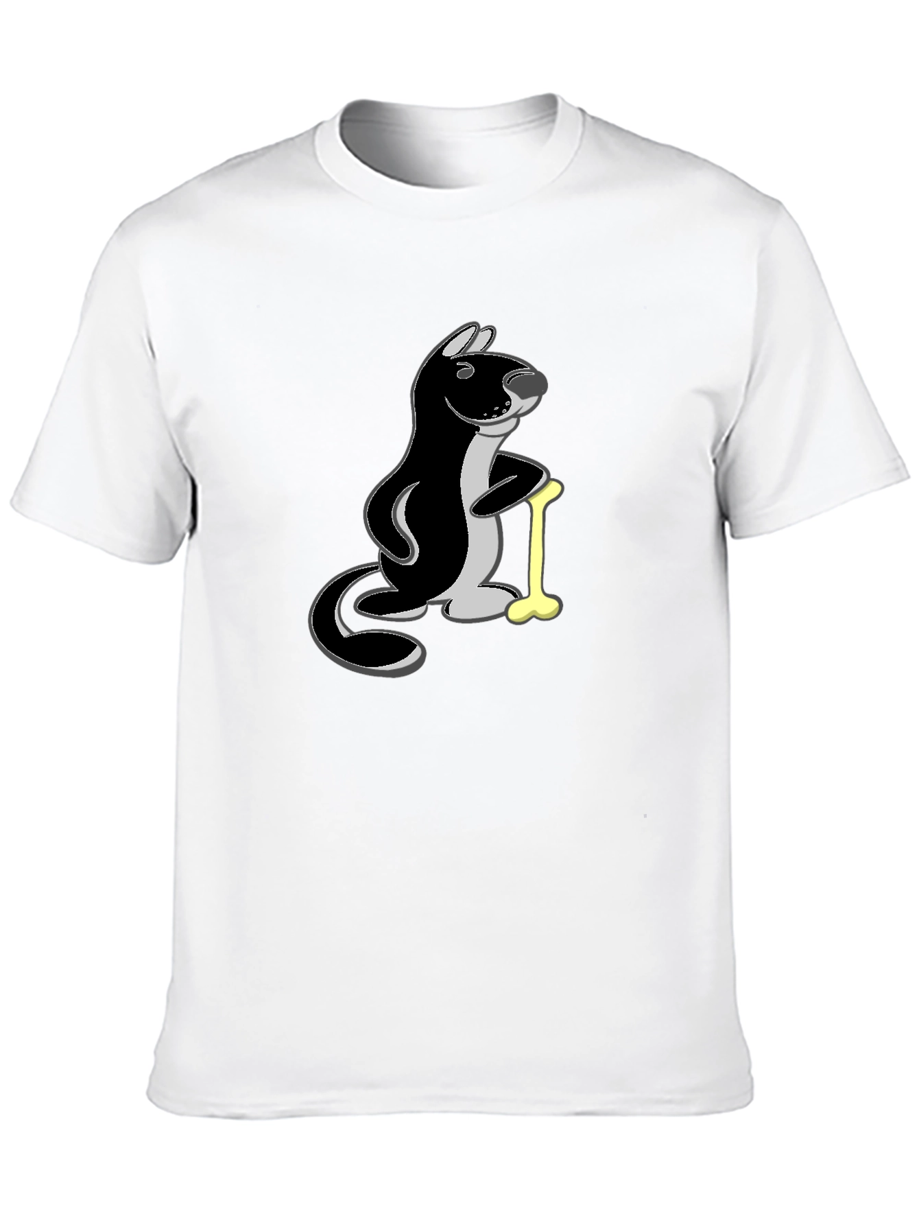 Funny Otter Bone Cartoon Black T-Shirt