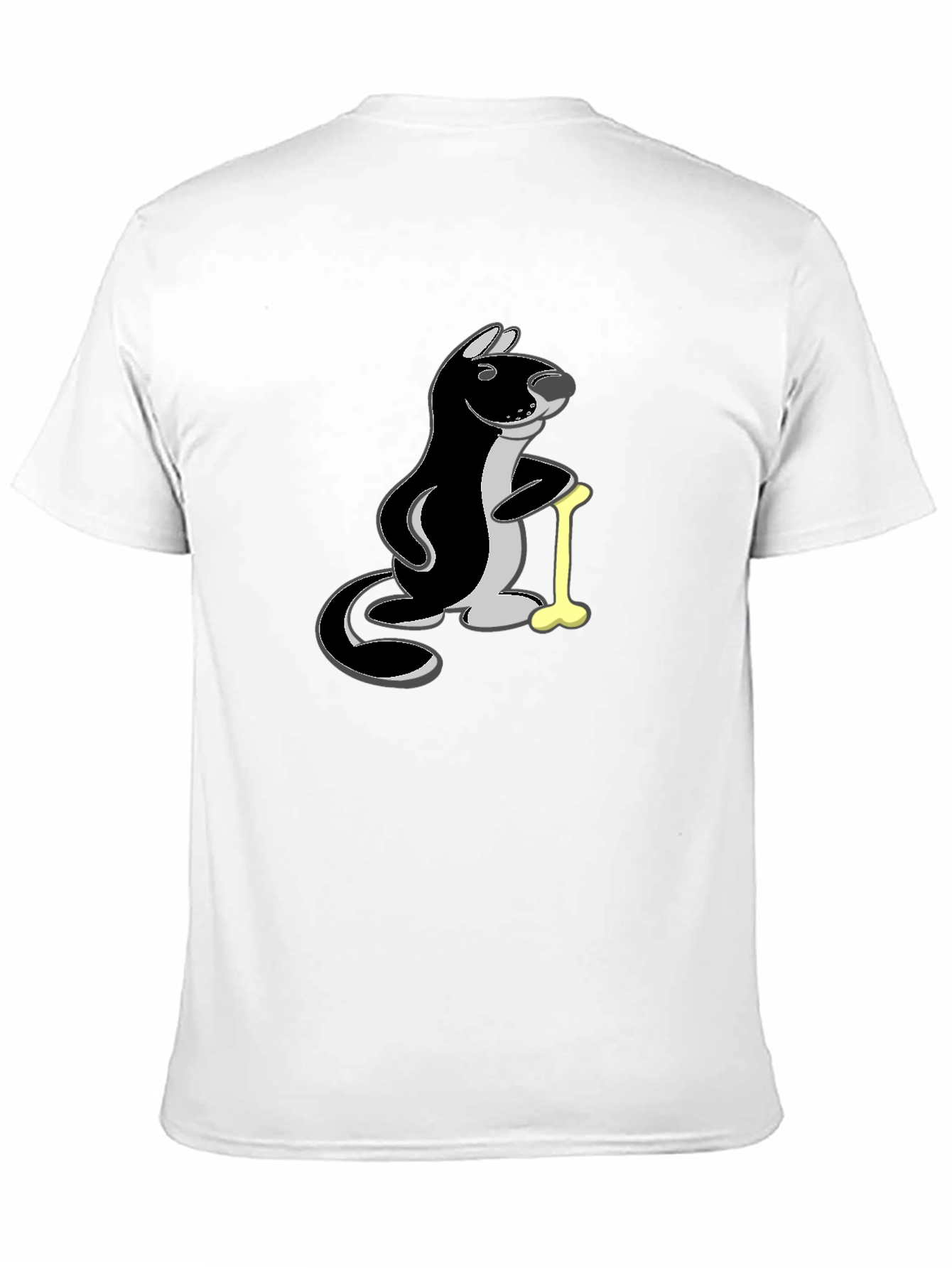 Funny Otter Bone Cartoon Black T-Shirt