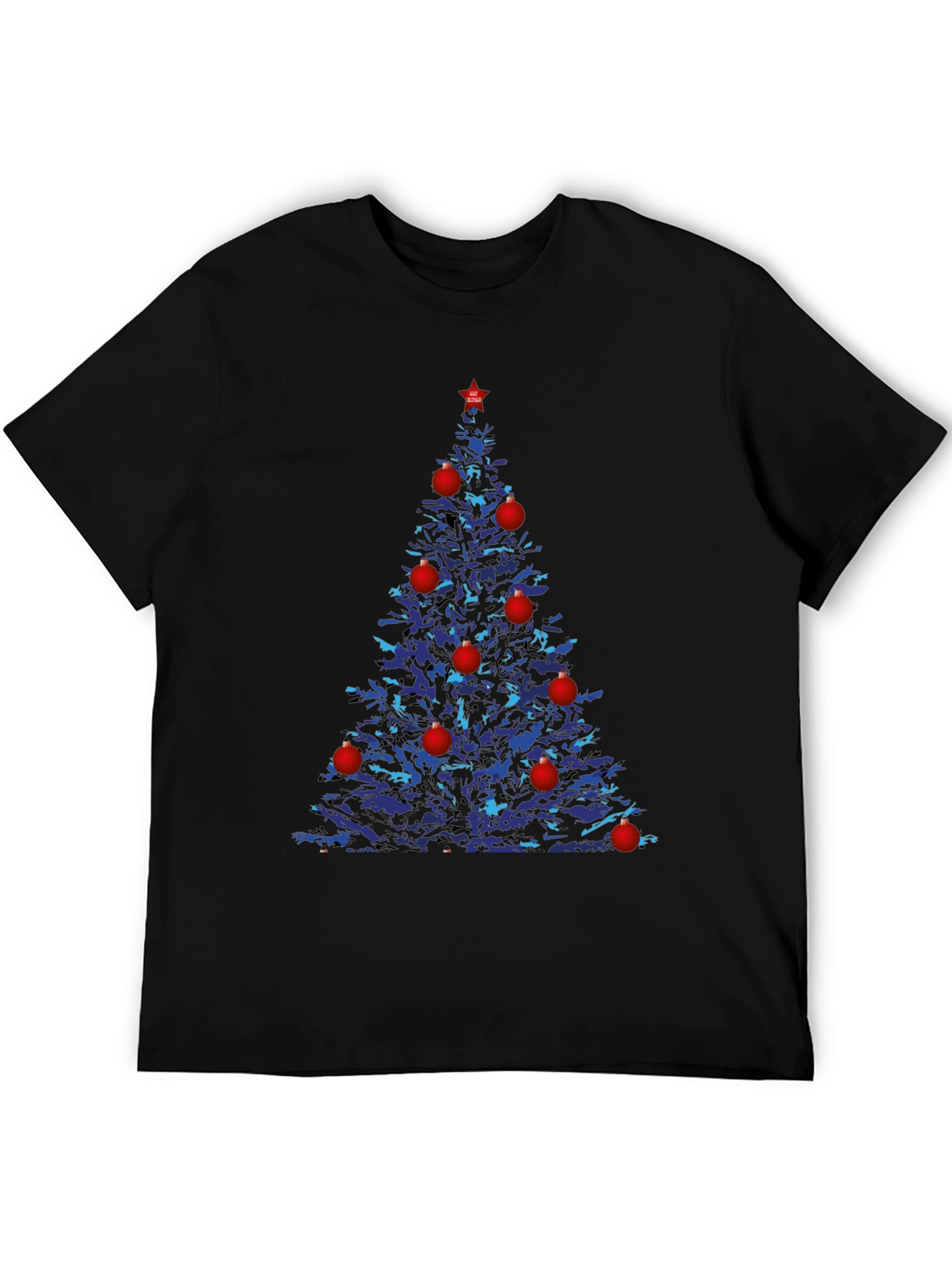 Festive Christmas Tree Graphic Tee - Black
