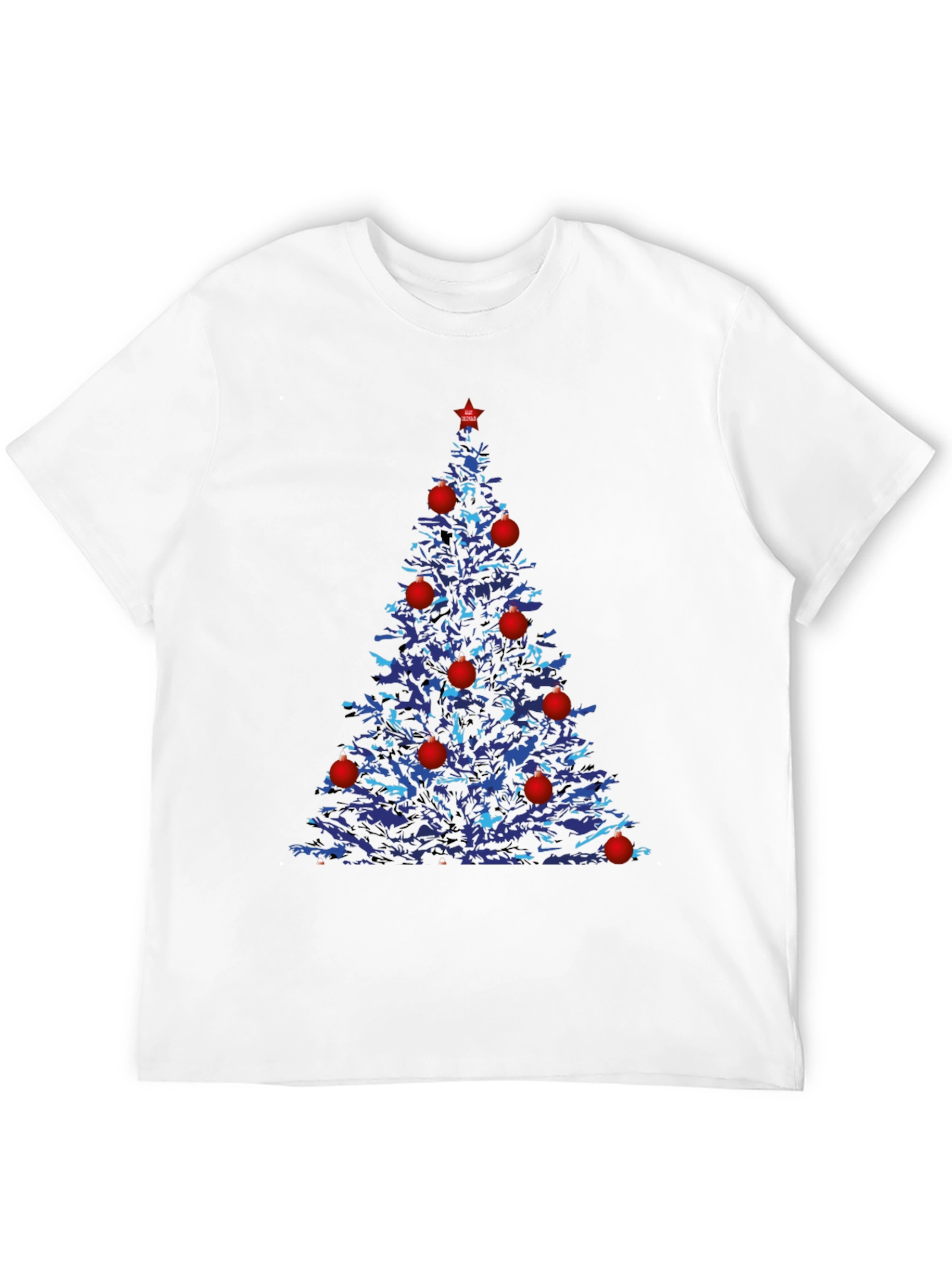 Festive Christmas Tree Graphic Tee - Black