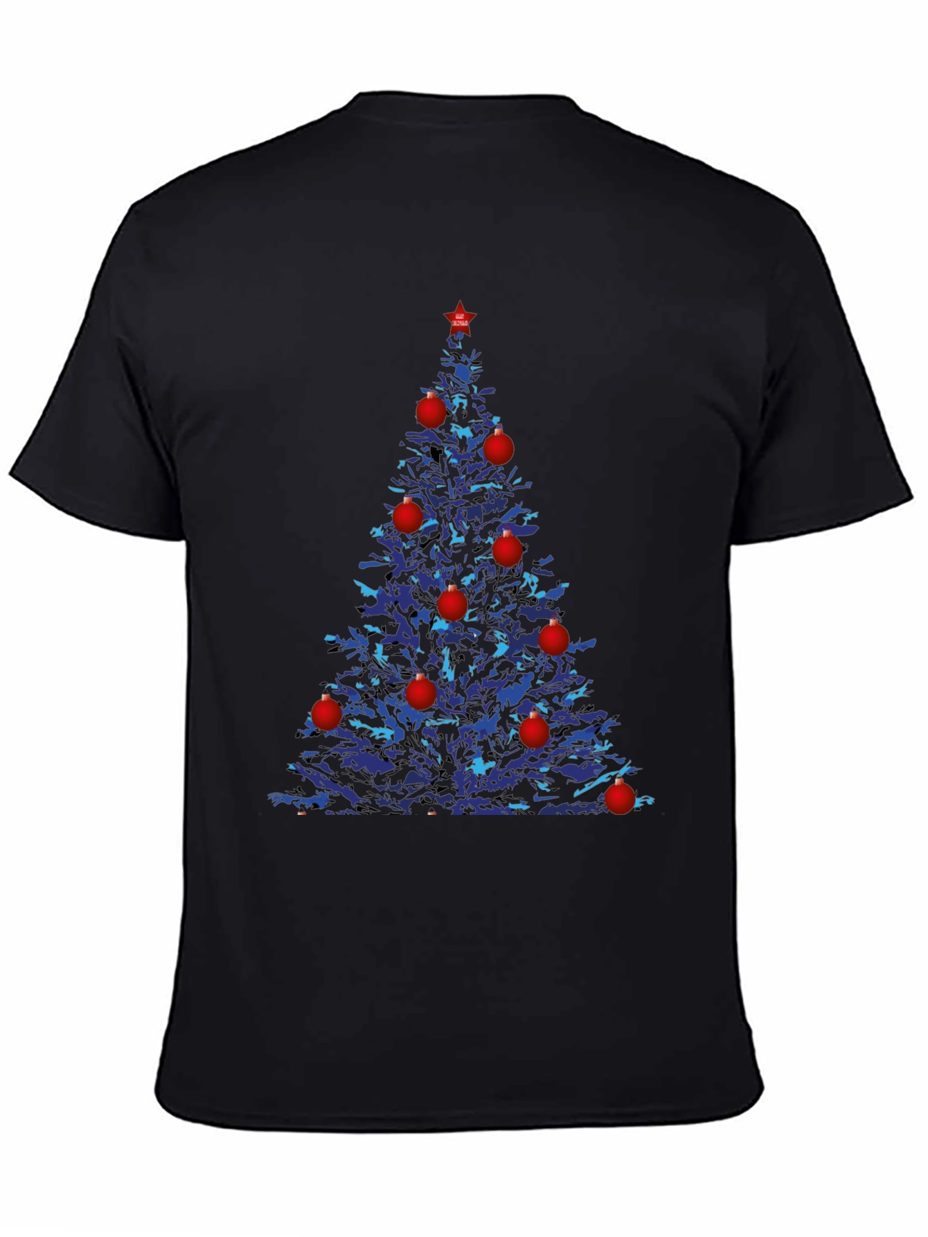 Festive Christmas Tree Graphic Tee - Black