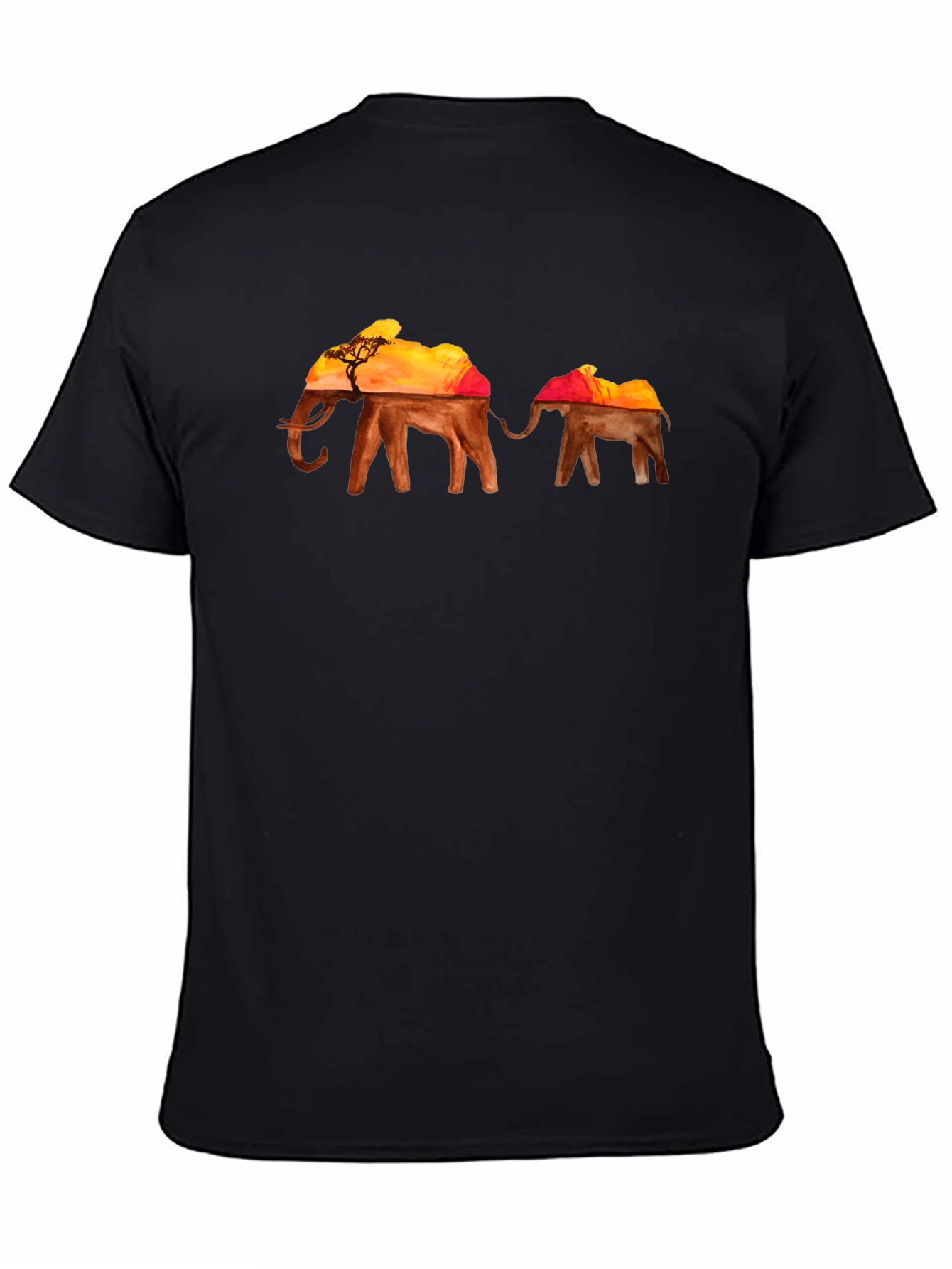 Elephant Silhouette T-Shirt - African Sunset Graphic Tee