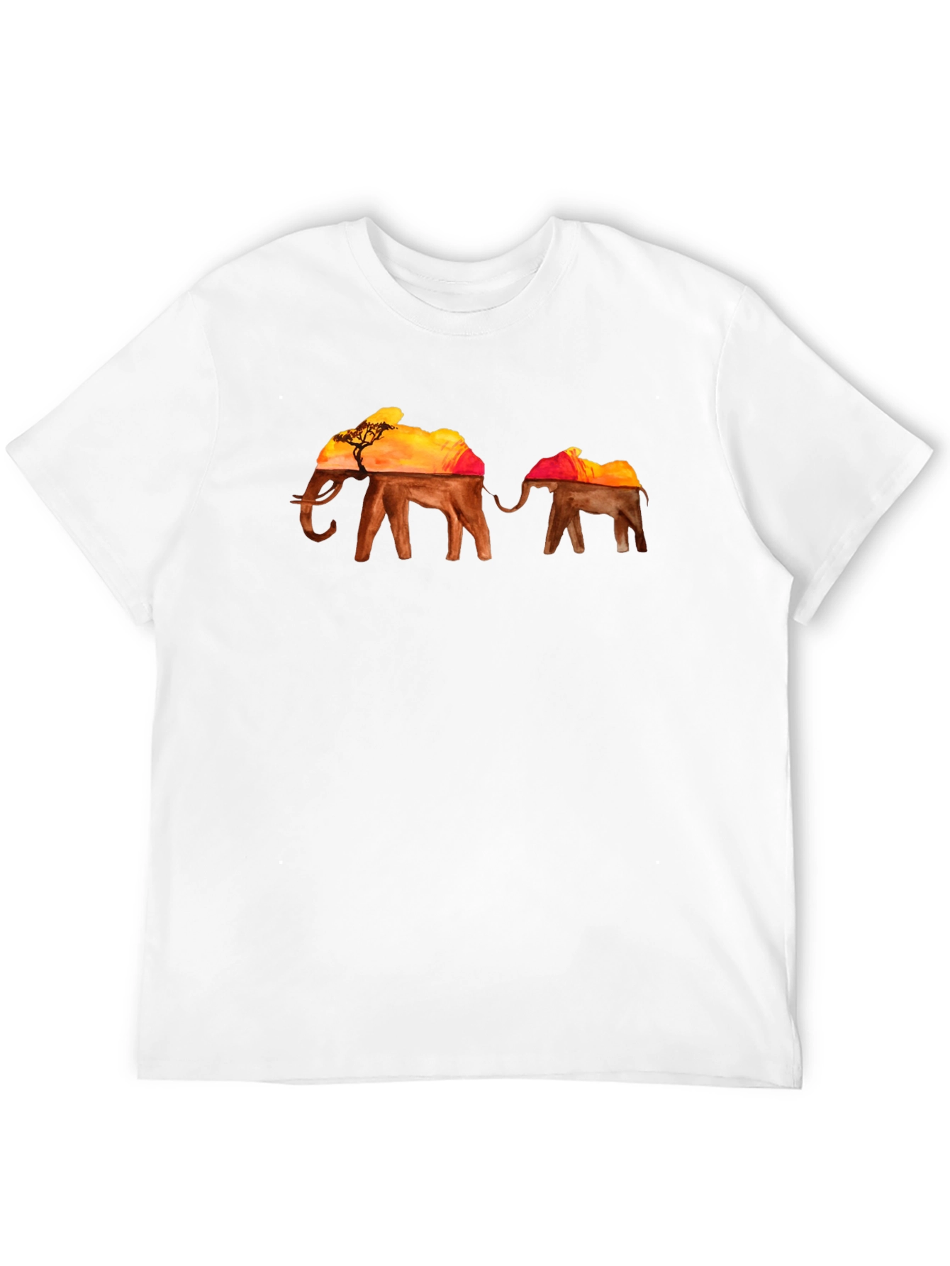 Elephant Silhouette T-Shirt - African Sunset Graphic Tee
