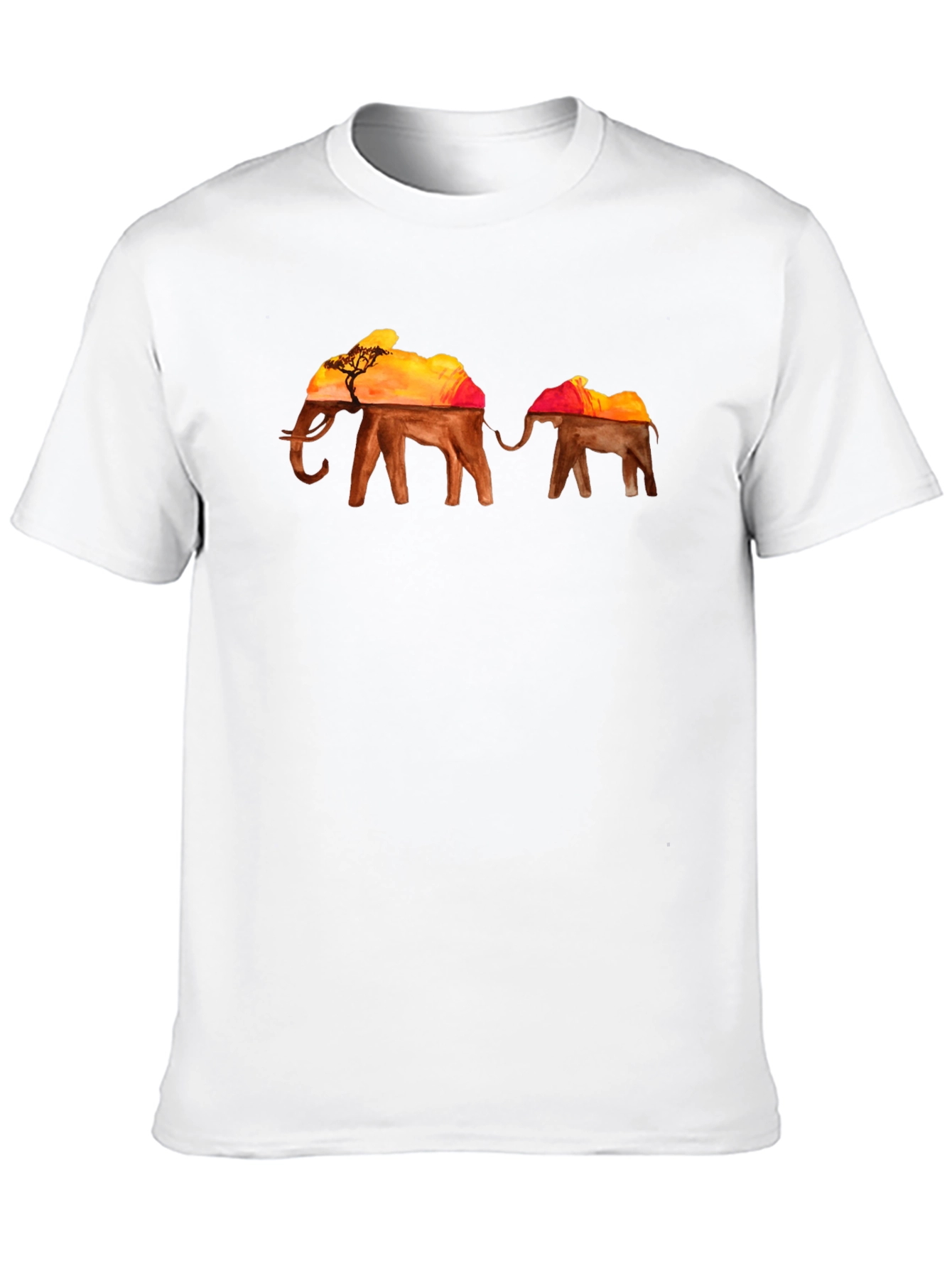 Elephant Silhouette T-Shirt - African Sunset Graphic Tee