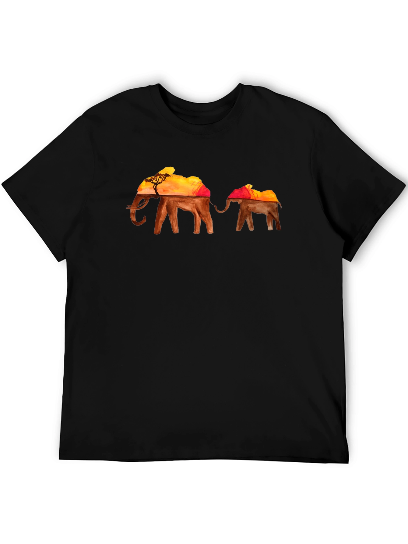 Elephant Silhouette T-Shirt - African Sunset Graphic Tee