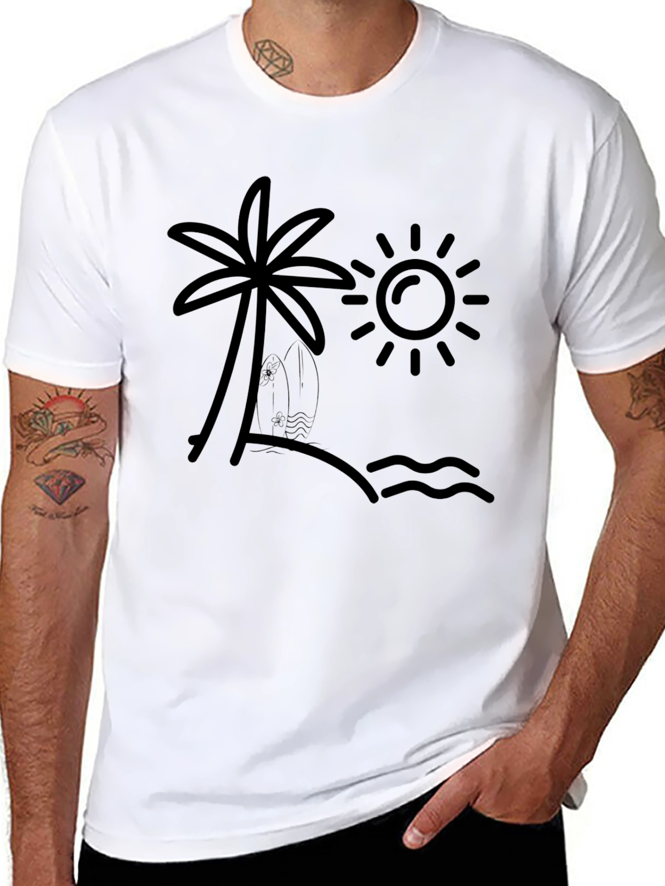 Beach Life Graphic Tee - Palm Tree & Sun