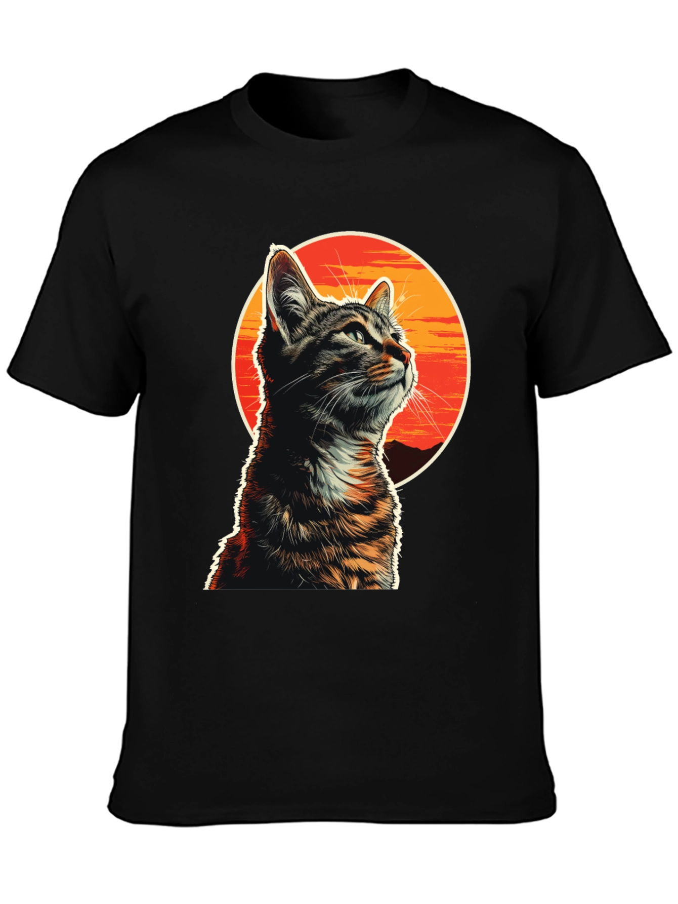 Sunset Cat Graphic T-Shirt - Unique Design