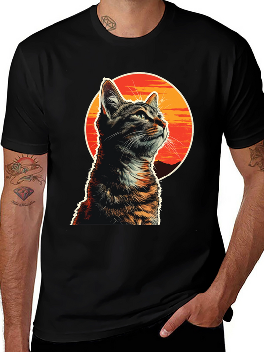 Sunset Cat Graphic T-Shirt - Unique Design