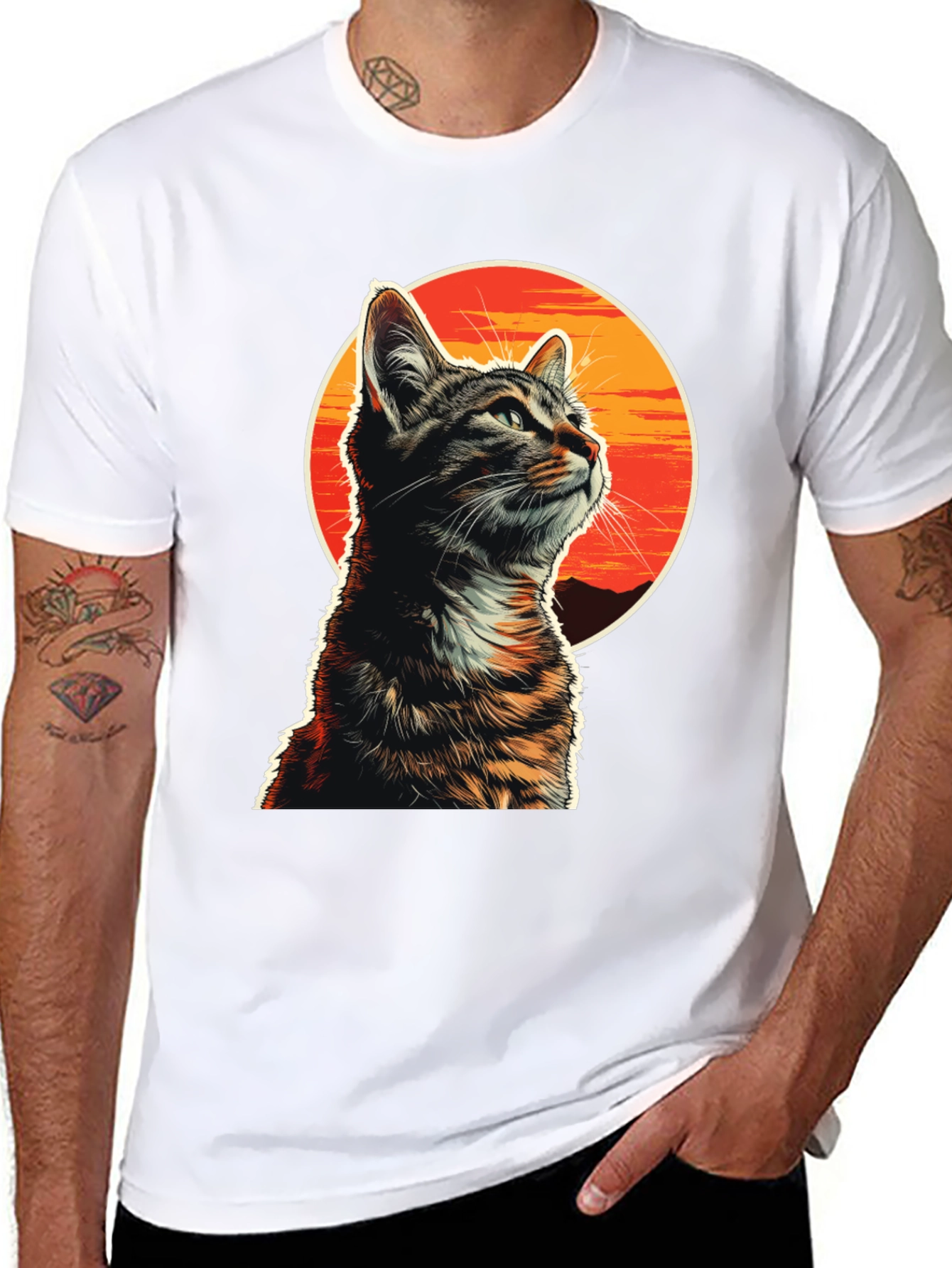 Sunset Cat Graphic T-Shirt - Unique Design
