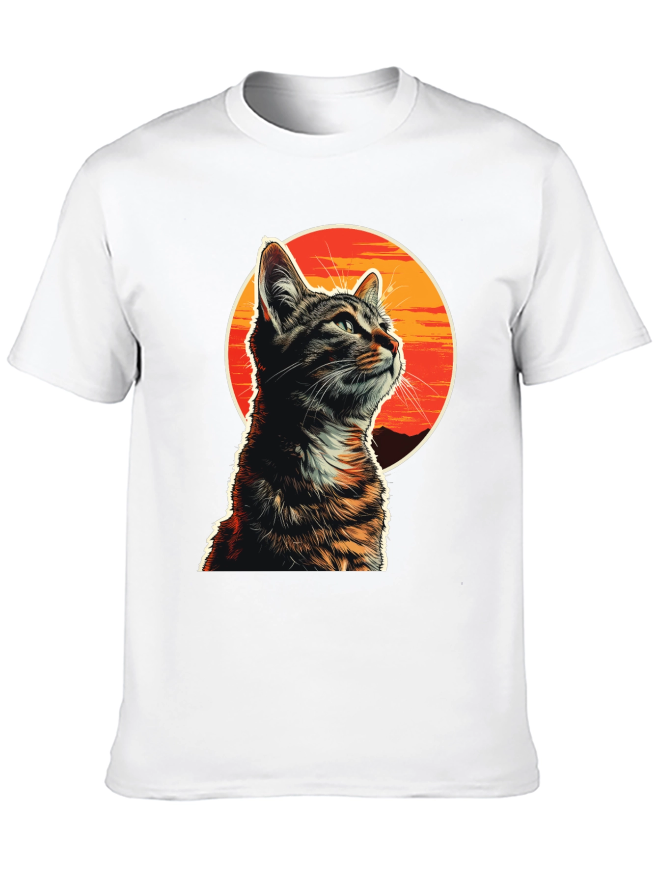 Sunset Cat Graphic T-Shirt - Unique Design