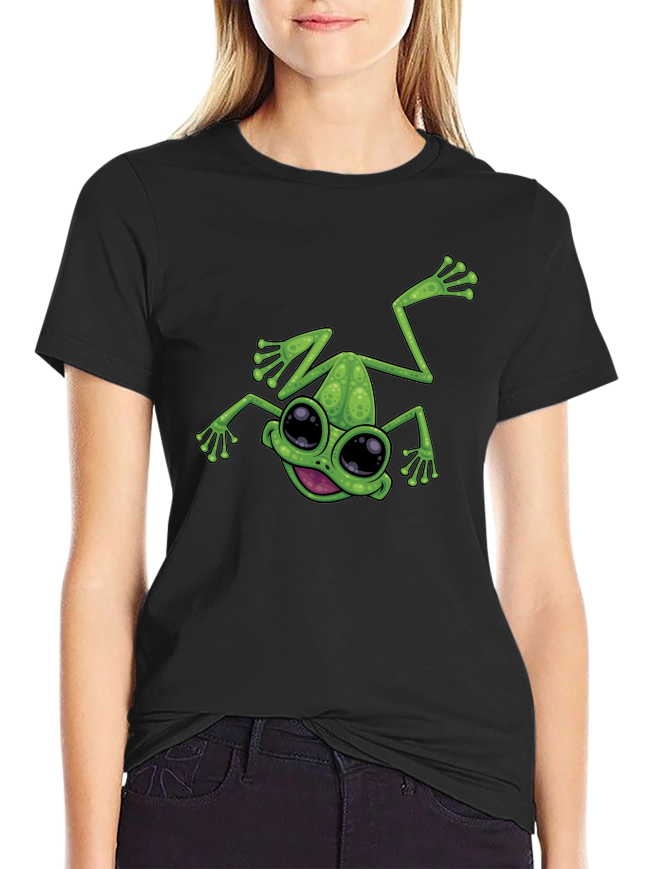 Funny Frog Graphic Black T-Shirt