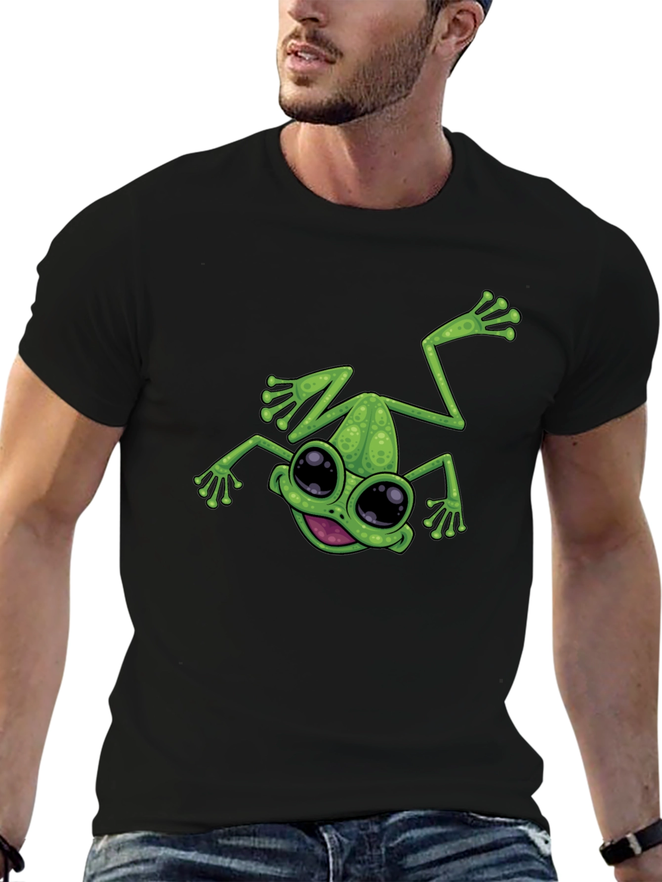 Funny Frog Graphic Black T-Shirt