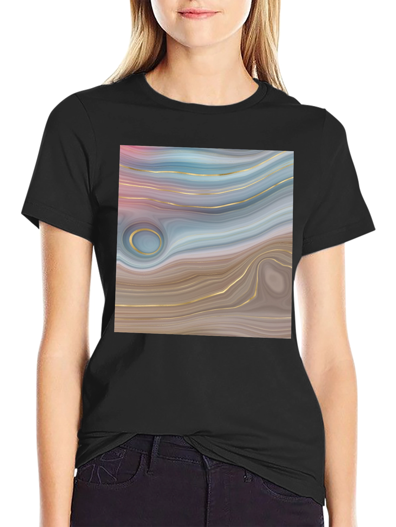 Abstract Swirl Graphic Tee - Trendy Style