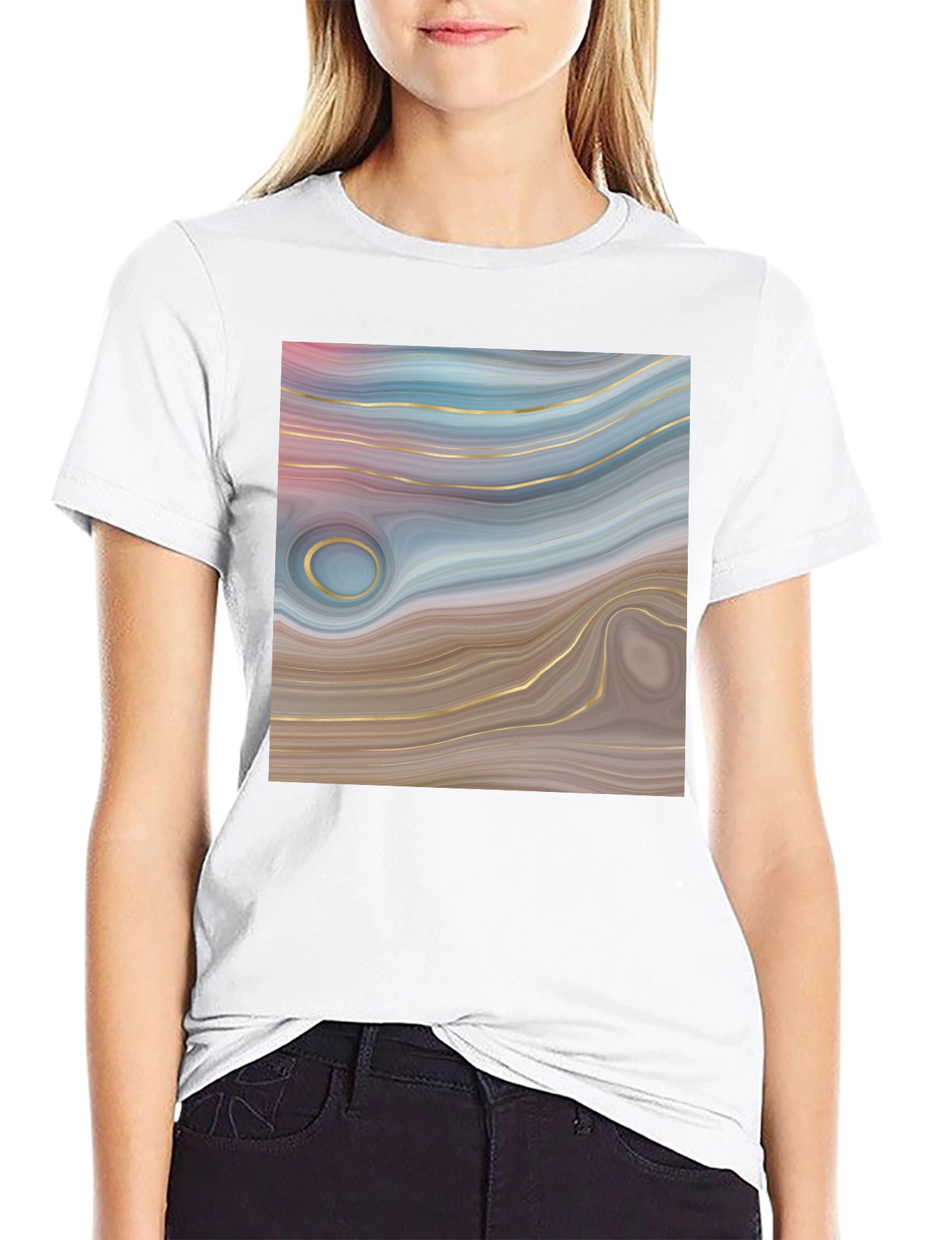 Abstract Swirl Graphic Tee - Trendy Style
