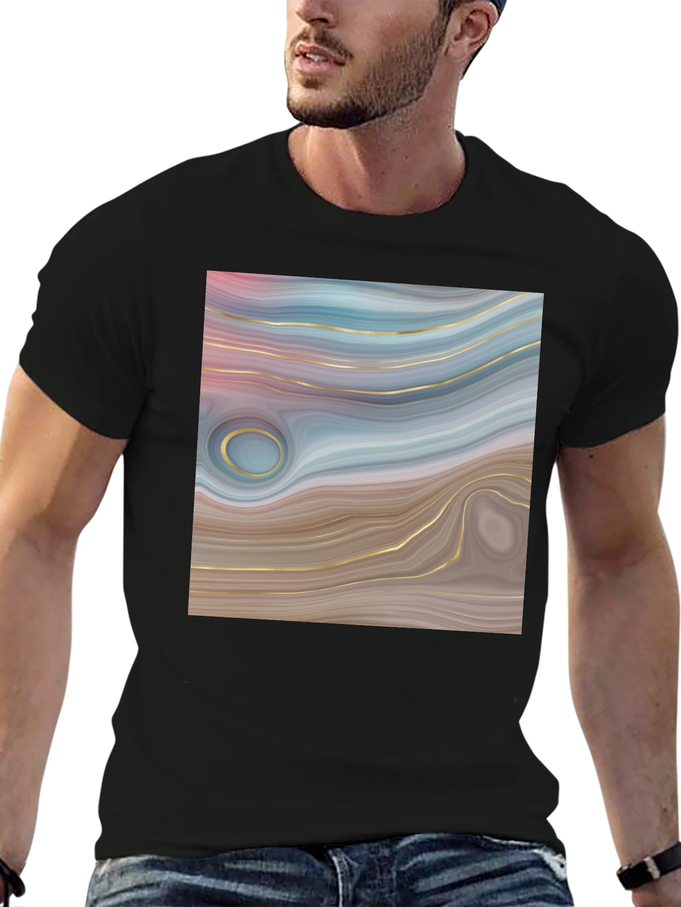 Abstract Swirl Graphic Tee - Trendy Style