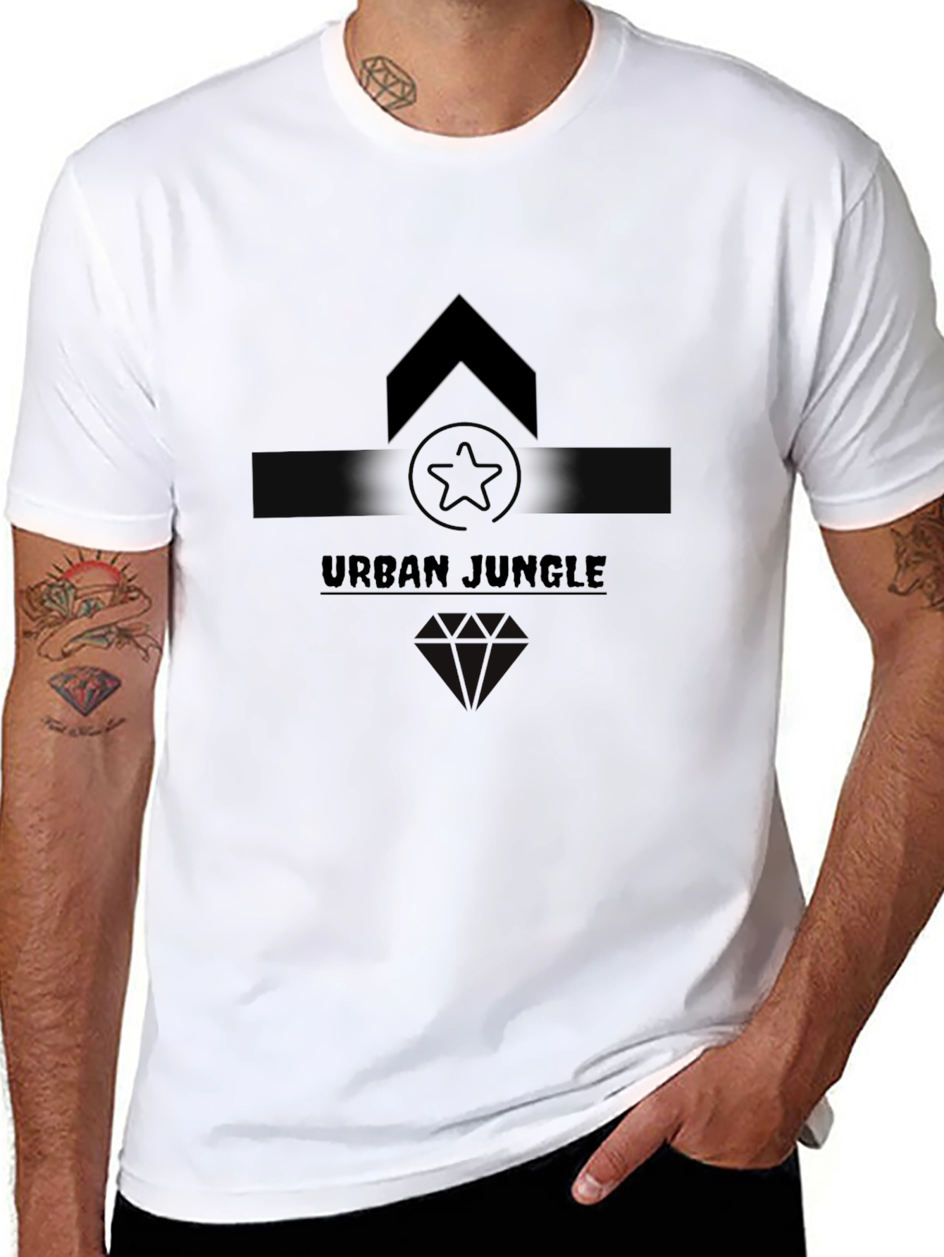 Urban Jungle Graphic Tee - Black Cotton Casual Shirt
