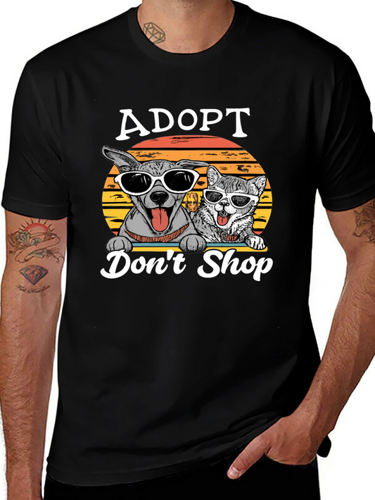 Adopt Dont Shop T-Shirt - Dog and Cat Design