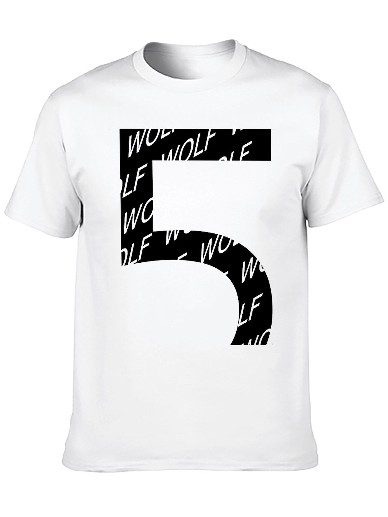 Modern Wolf Print Mens Black Graphic Tee