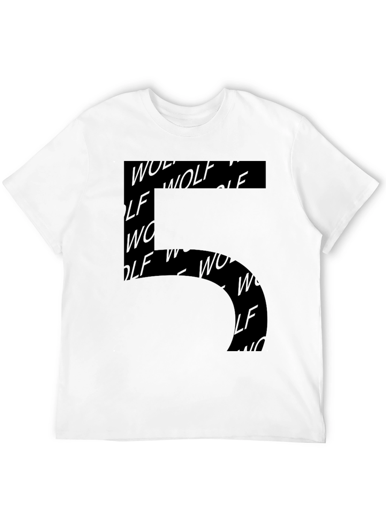 Modern Wolf Print Mens Black Graphic Tee