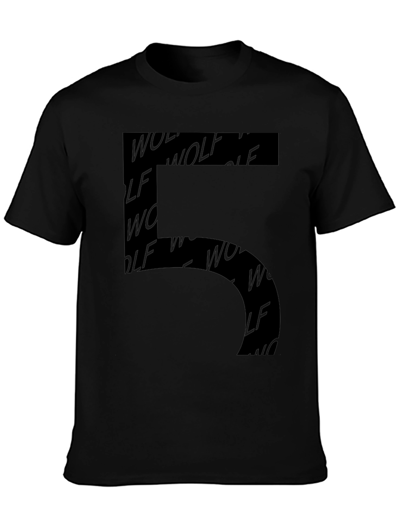 Modern Wolf Print Mens Black Graphic Tee