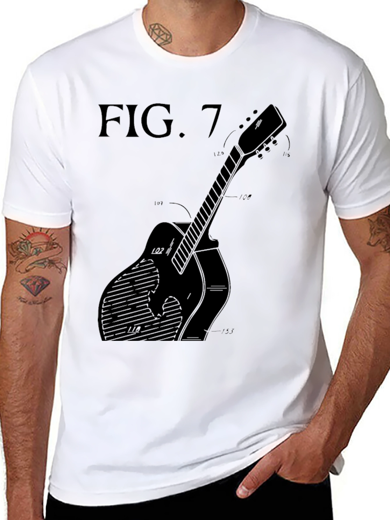 Guitar Blueprint T-Shirt - Black